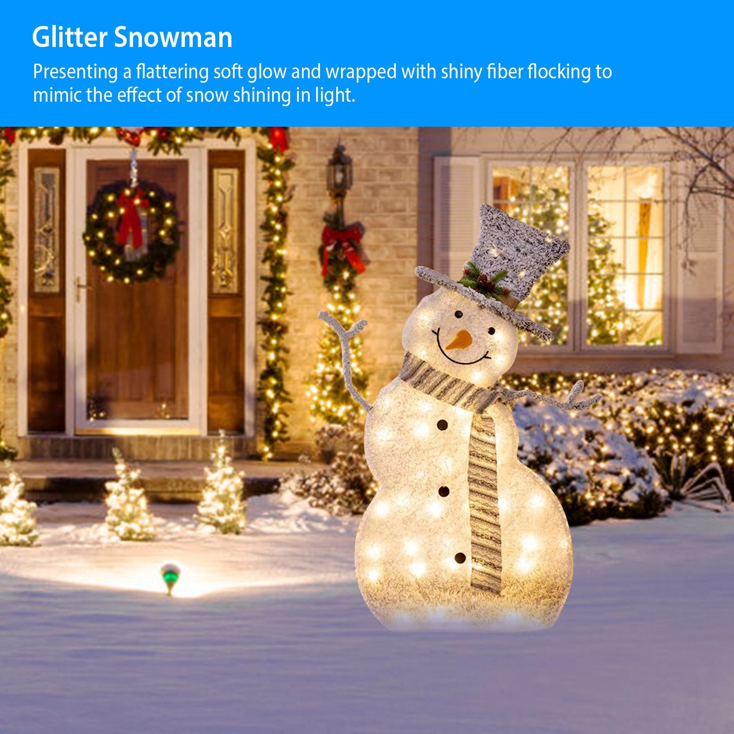 LED Lighted Snowman Christmas Decoration with Collapsible Frame