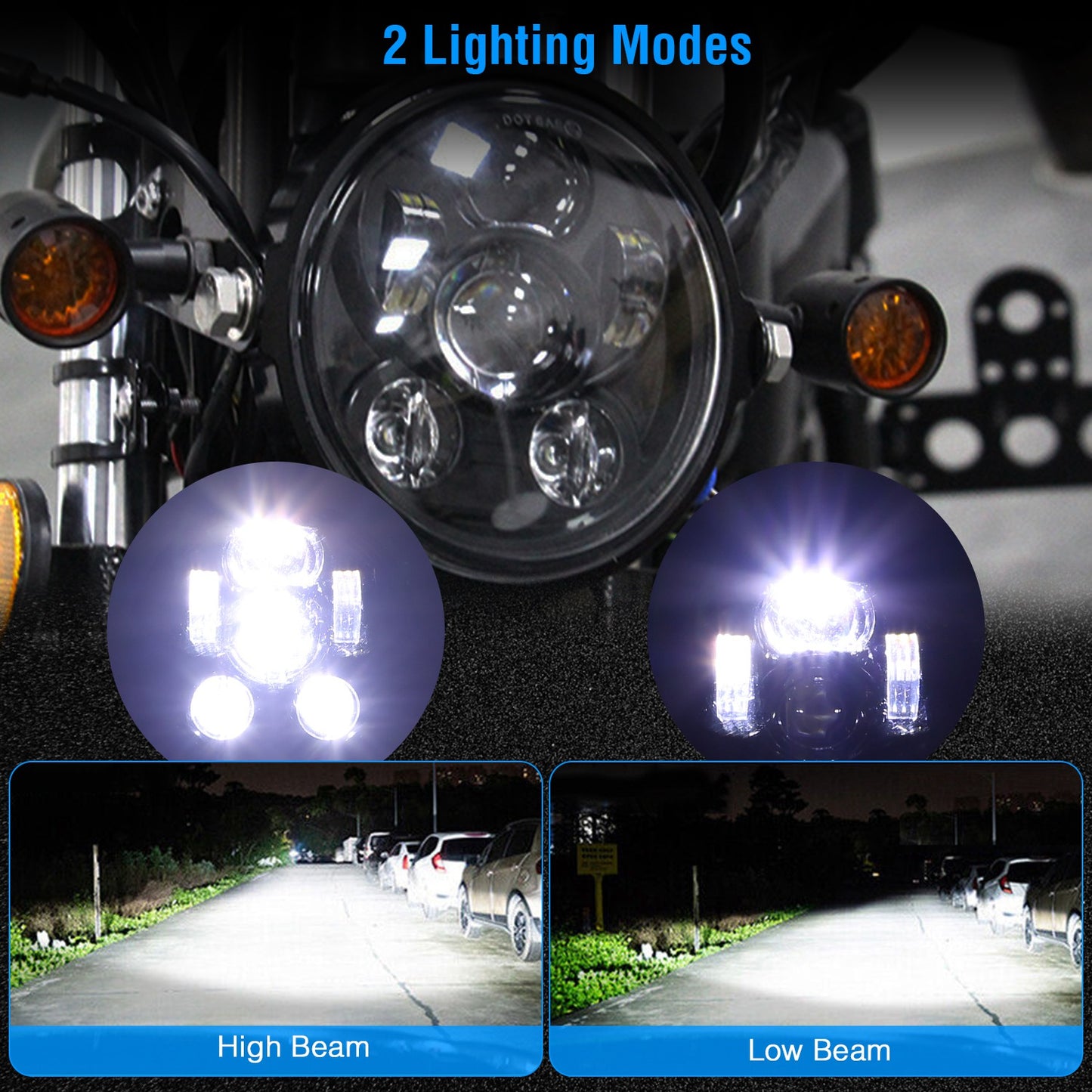 5.75 Inch LED Motorcycle Headlight with High/Low Beam