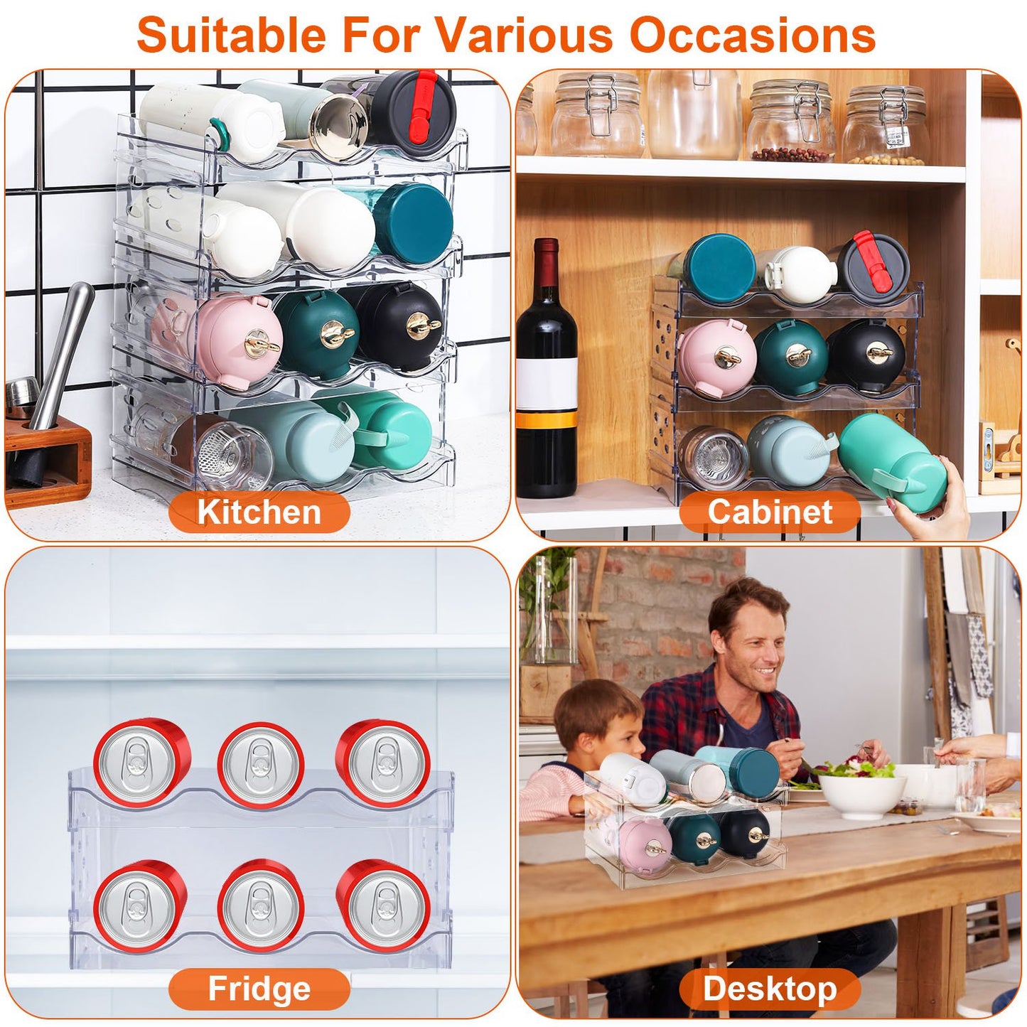 4-Tier Stackable Bottle Organizer for 12 Bottles