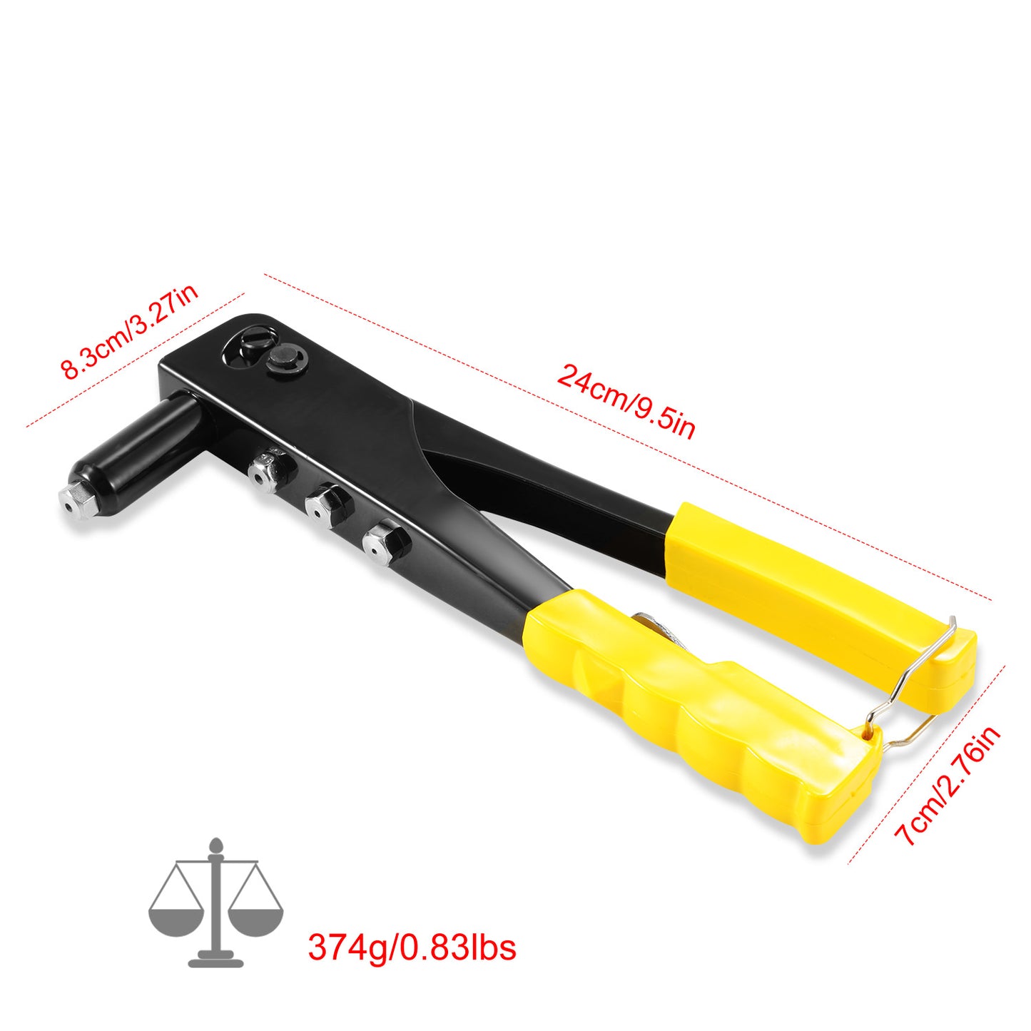Heavy Duty Hand Riveter Gun with 4 Nozzles and Wrench