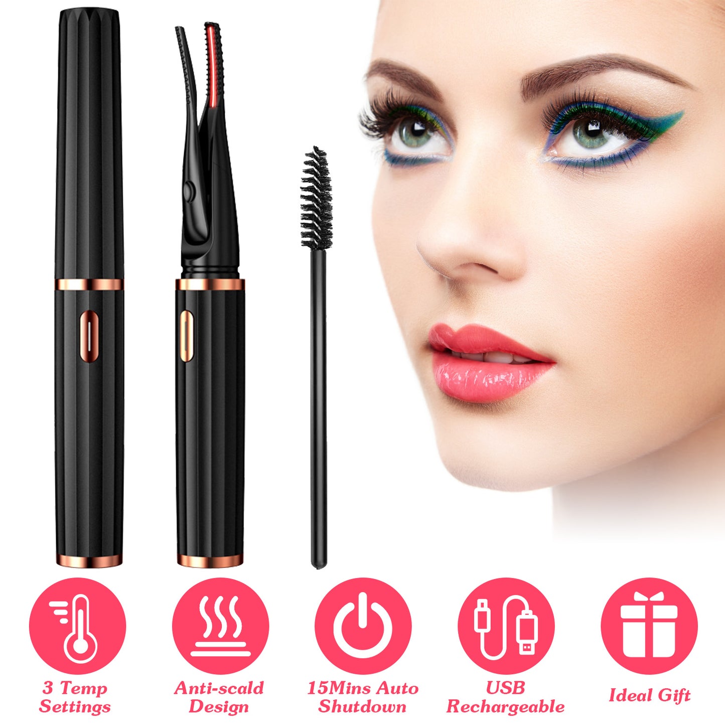 Heated Eyelash Curler for Natural Lift & Curl