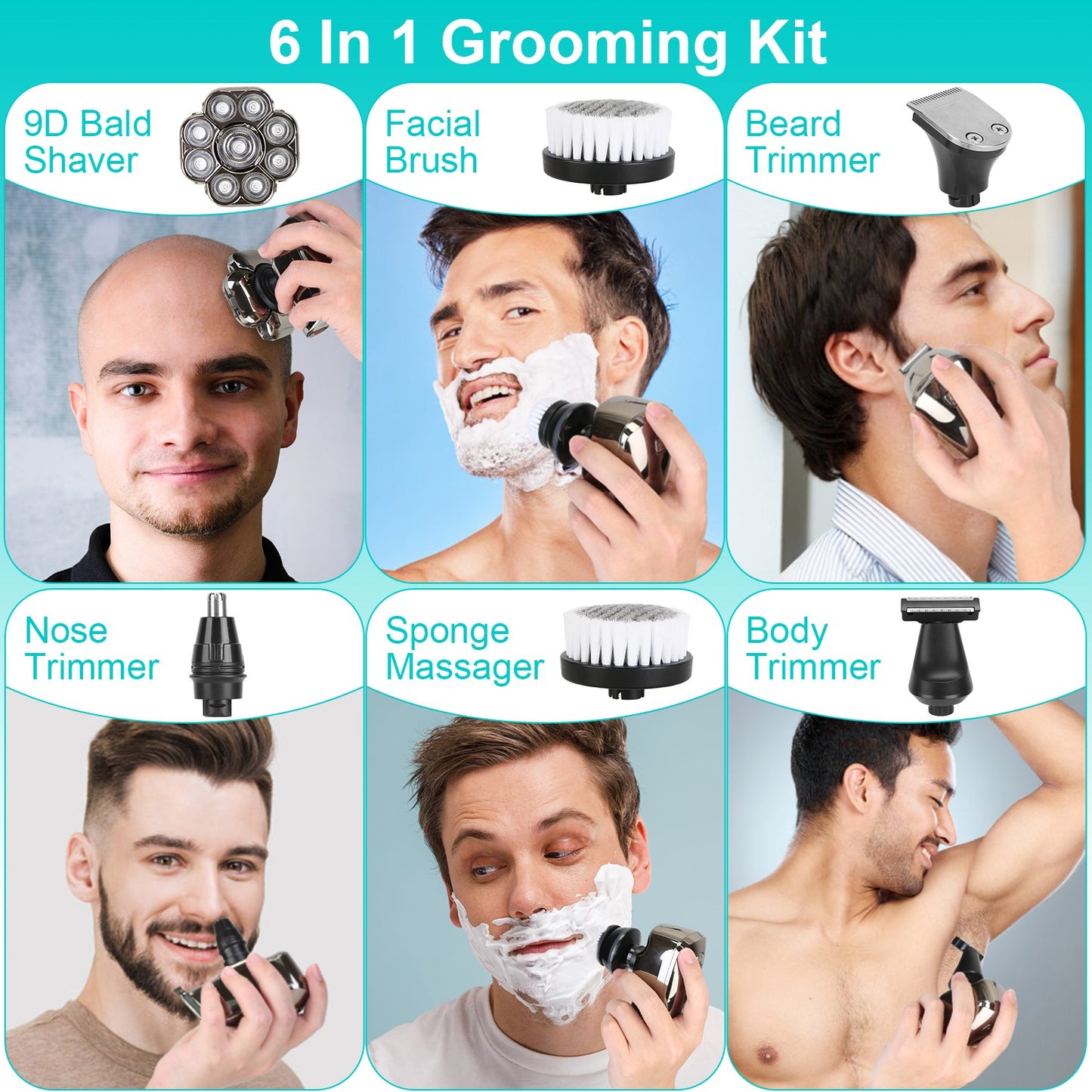 6-in-1 Electric Head Shaver for Men