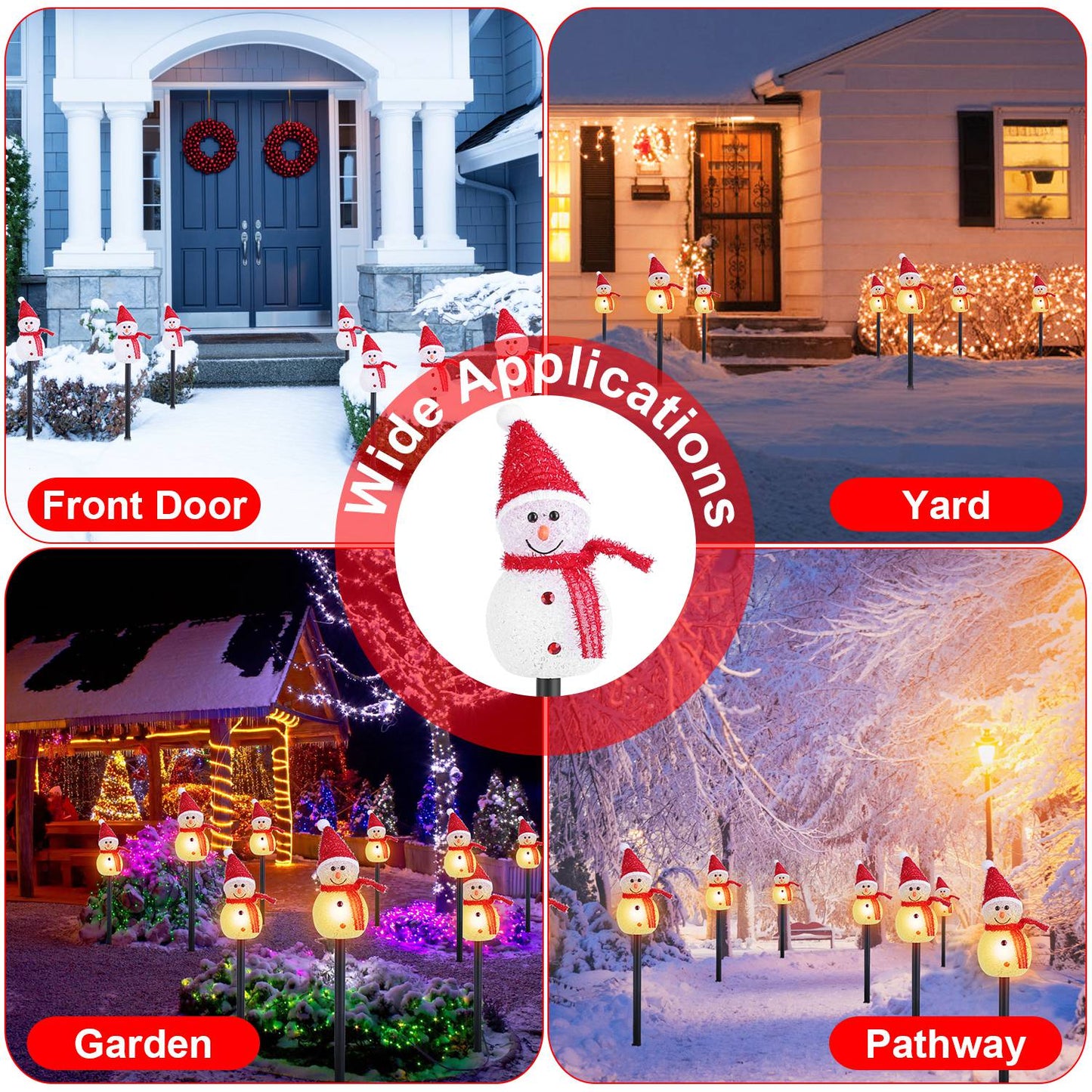 Solar Snowman Stake Light Set - 3 Piece Christmas Decoration