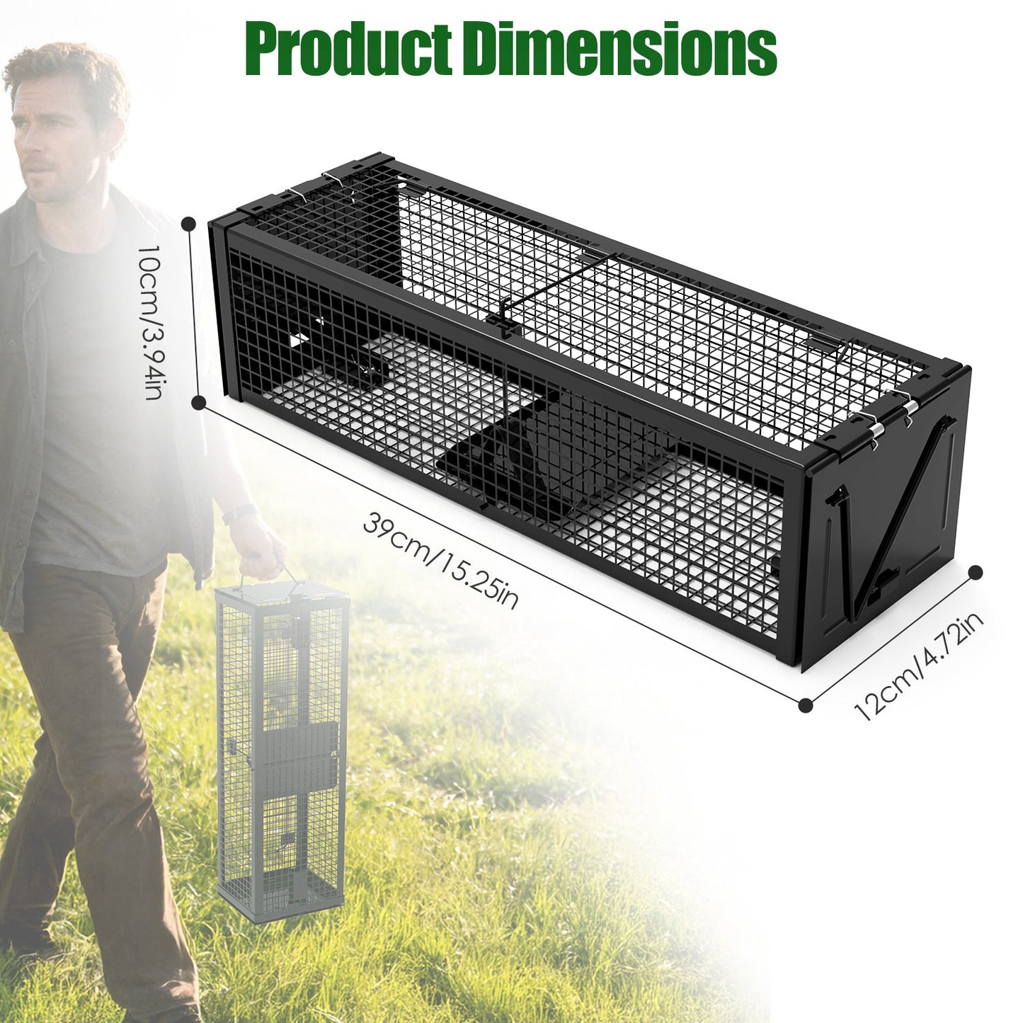 Humane Live Rat Trap 2-Pack - Dual Door Galvanized Cage