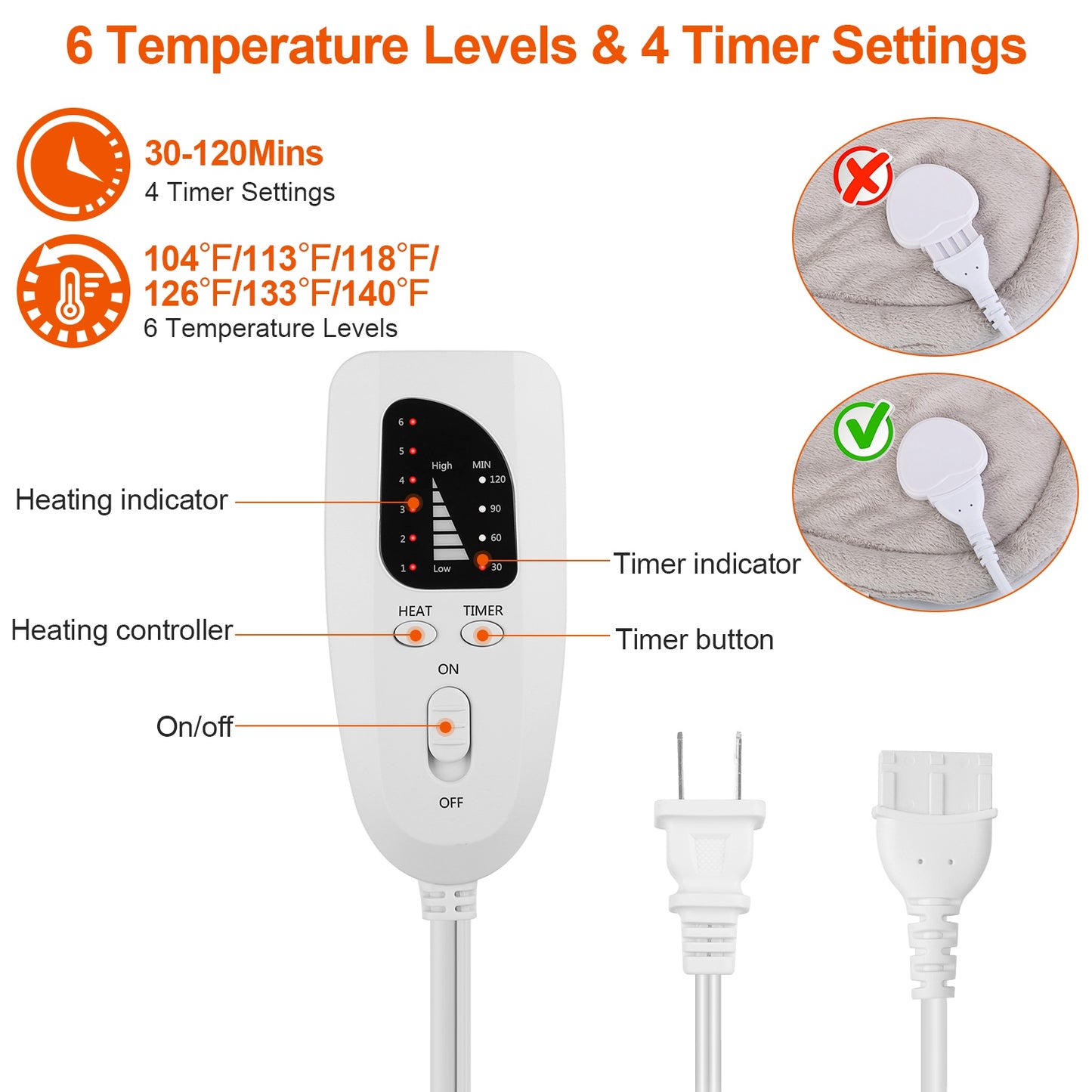 Weighted Heating Pad for Neck and Shoulders - 6 Heat Settings