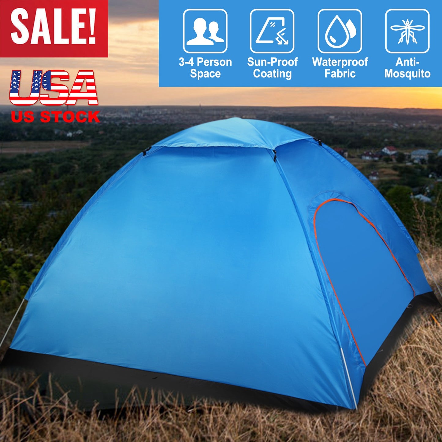 Pop Up Tent 4 Person Instant Setup Waterproof Camping Tent