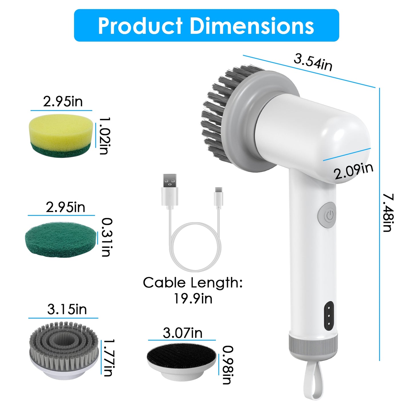 Electric Spin Scrubber with 4 Brush Heads & 2 Speeds