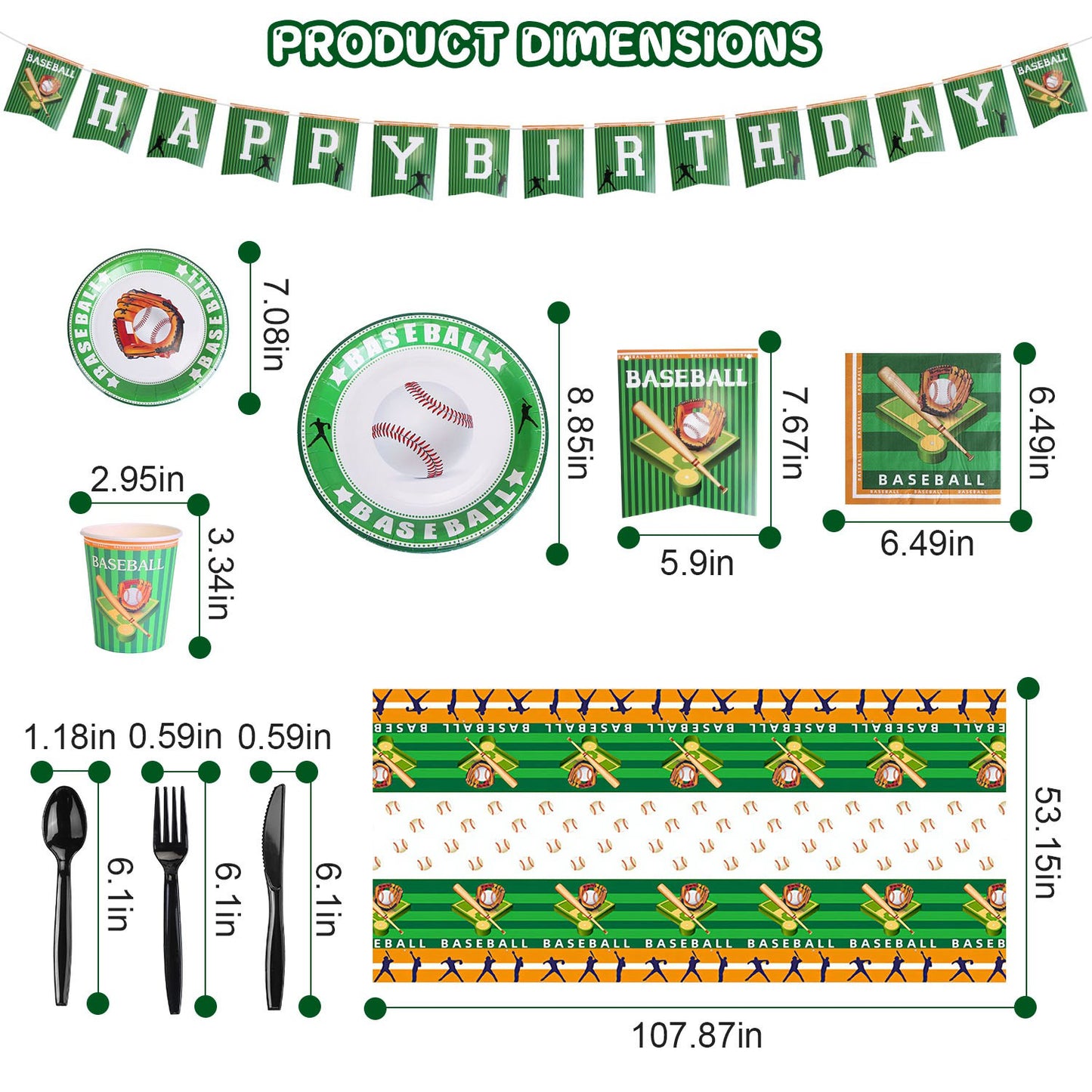 Baseball Party Supplies Kit for 24 Guests - 171 Pieces