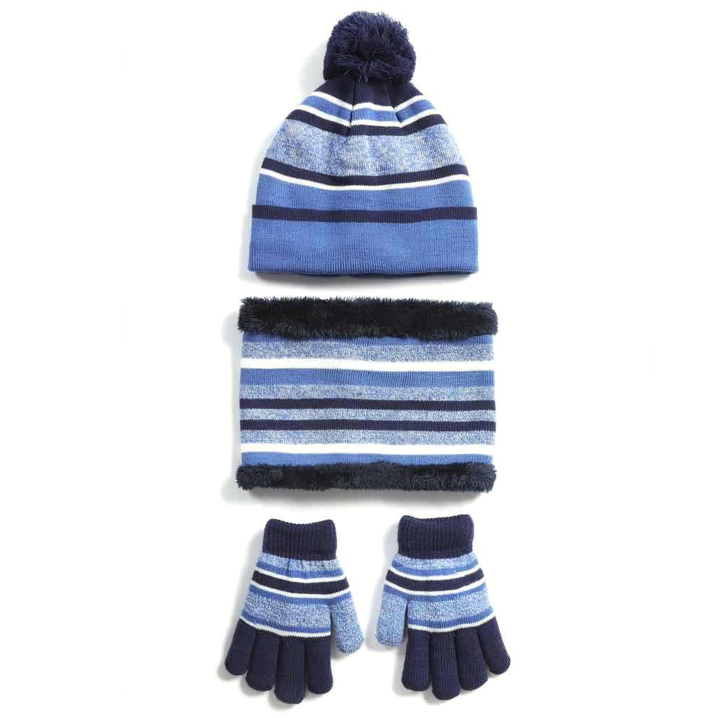 Kids Winter Warm Knitted Hat Scarf Gloves Set