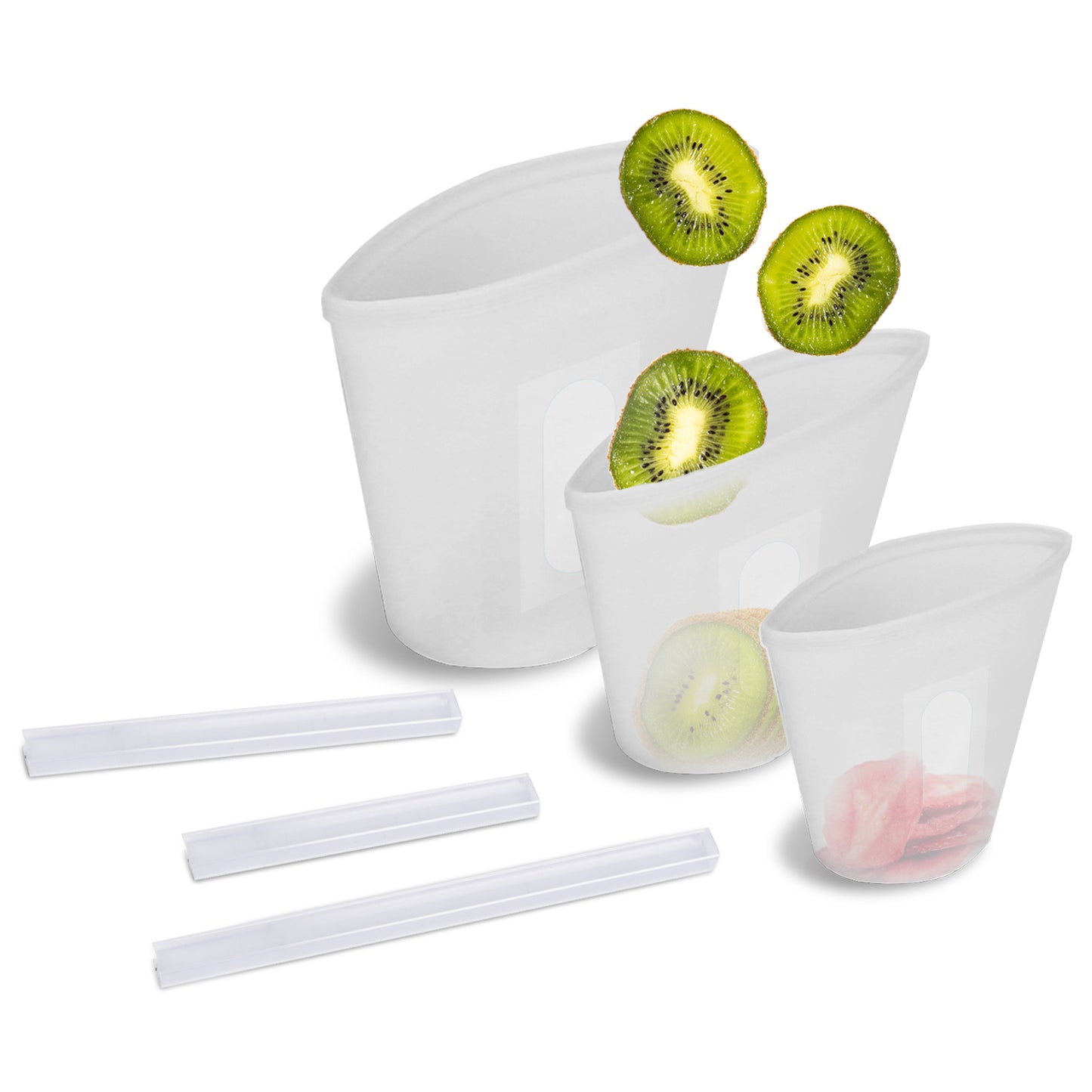 Silicone Food Storage Bags Set of 3 - Reusable & Leakproof
