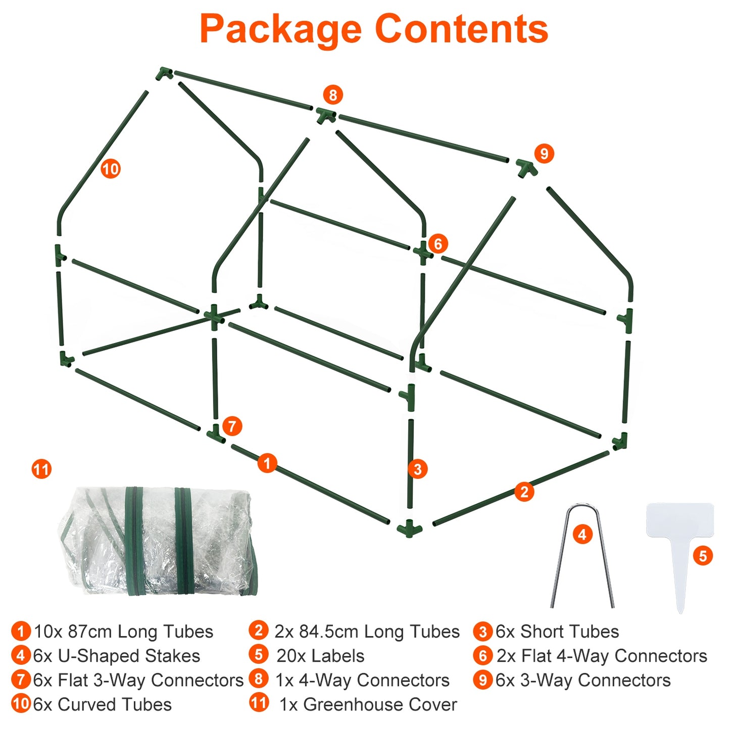 Portable Mini Greenhouse with Roll-Up Zipper Doors 71"L