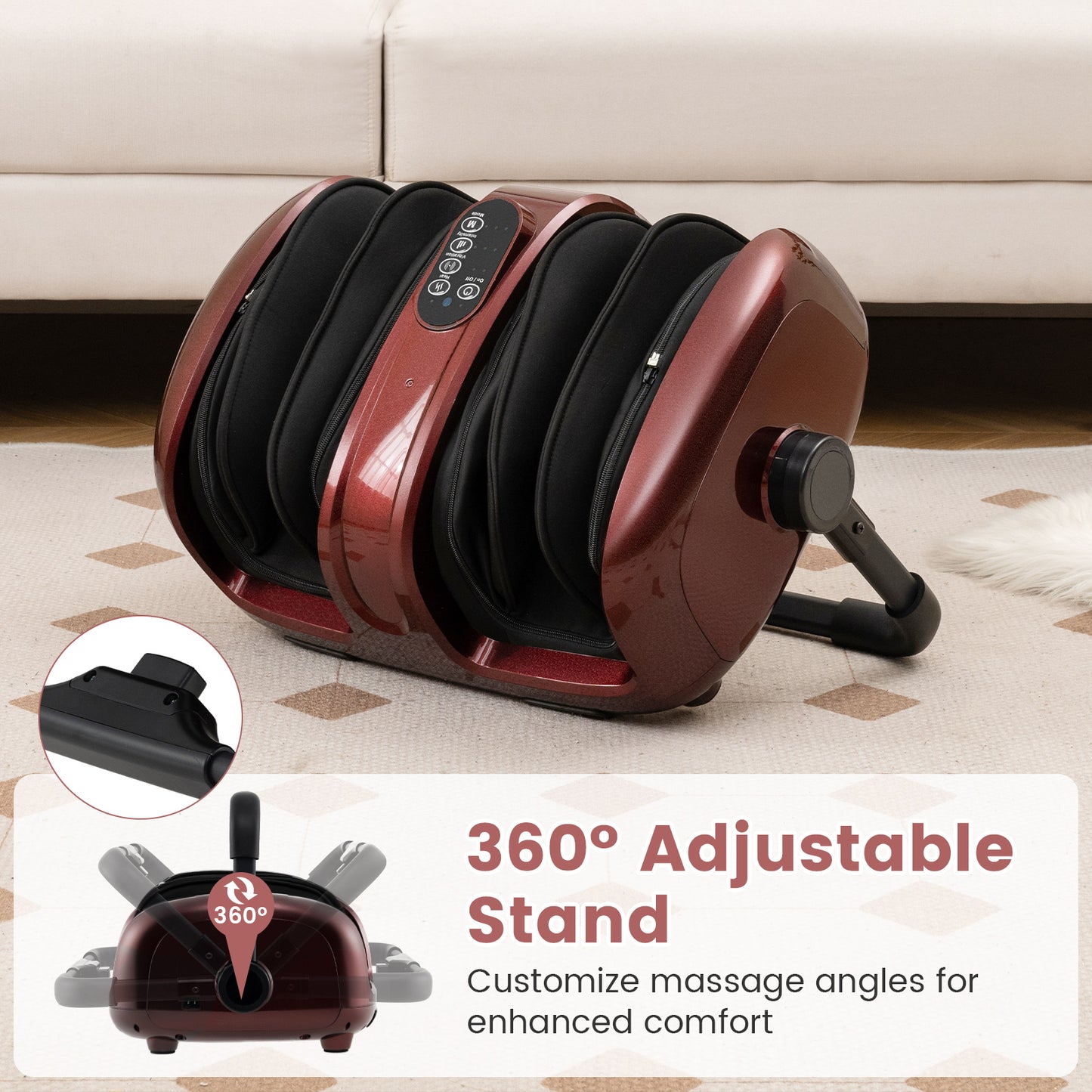 Foot and Calf Massager with Heat for Blood Circulation Pain Relief-Red