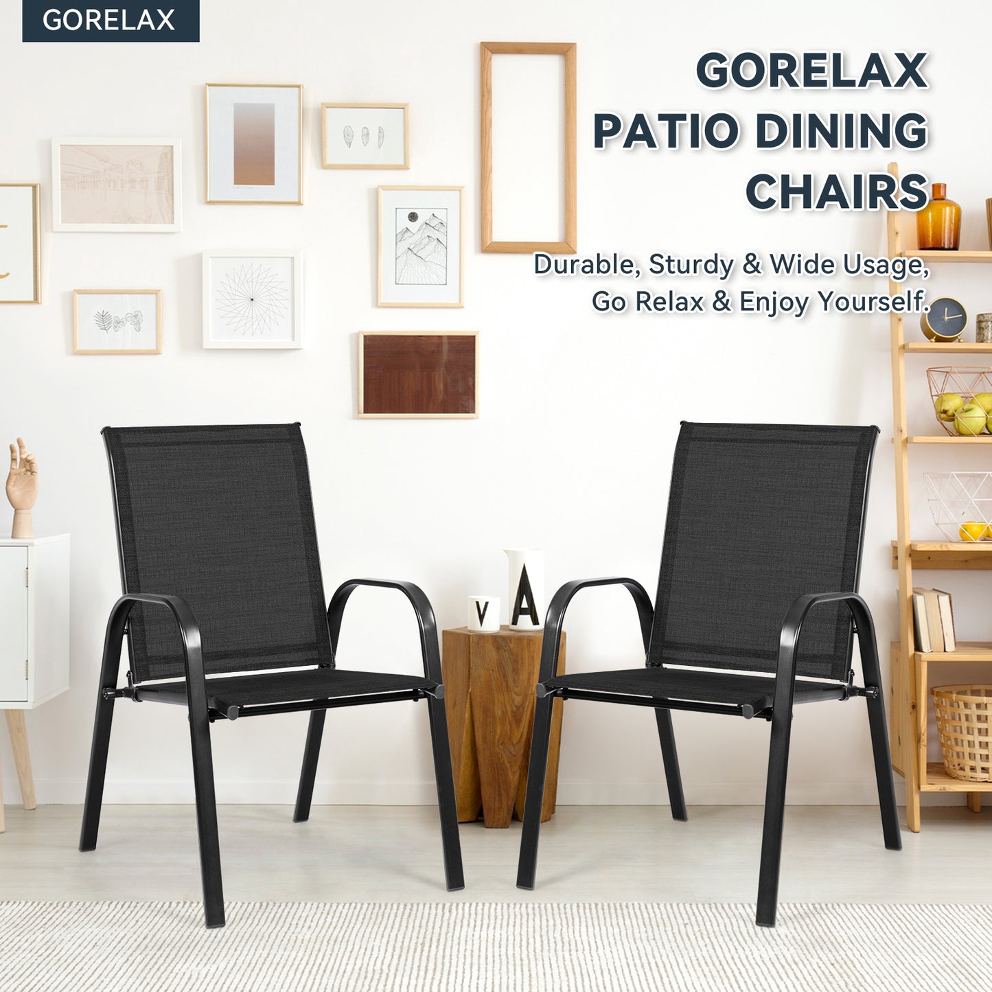 Patio Dining Chairs with Armrests, Set of 2
