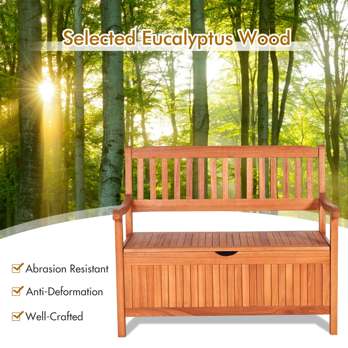 33 Gallon Wooden Storage Bench with Flip-Top Lid
