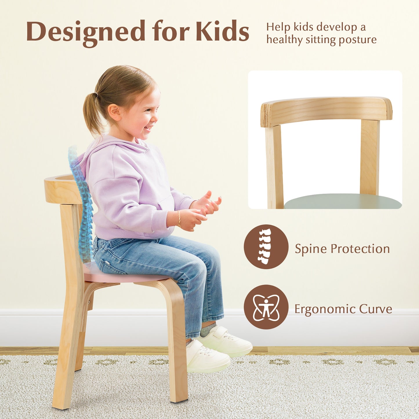 Kids Wooden Table and Chair Set - 5 Piece Activity Furniture