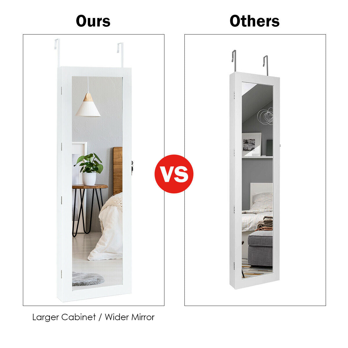 Wall Mounted Jewelry Cabinet with LED Mirror