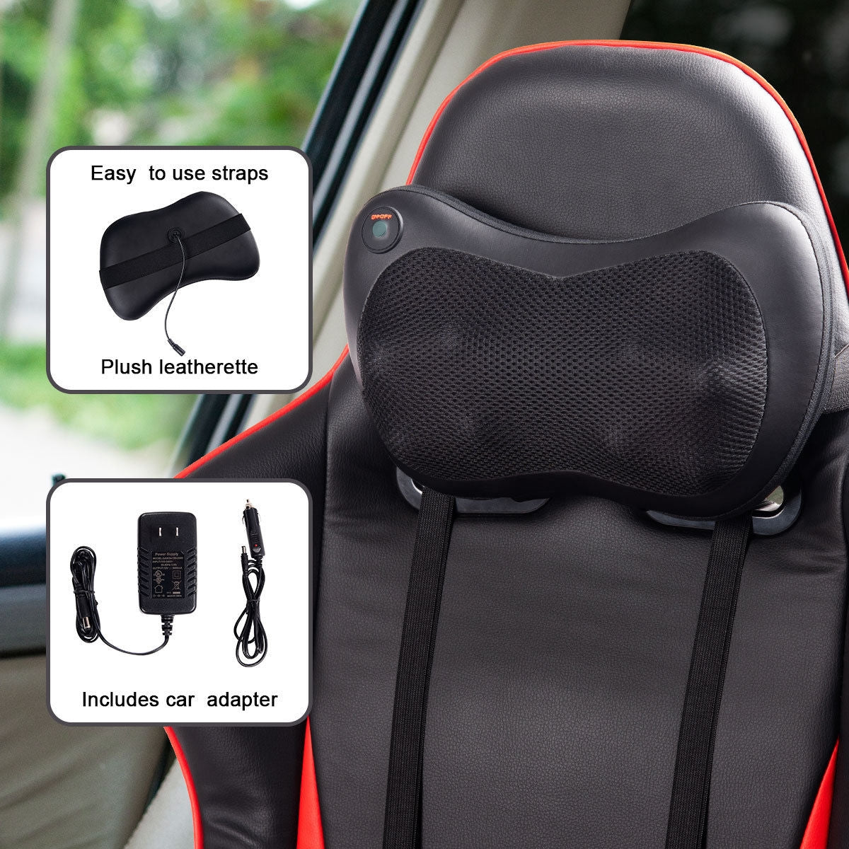 Shiatsu Pillow Massager with Heat Deep Kneading for Shoulder Neck and Back