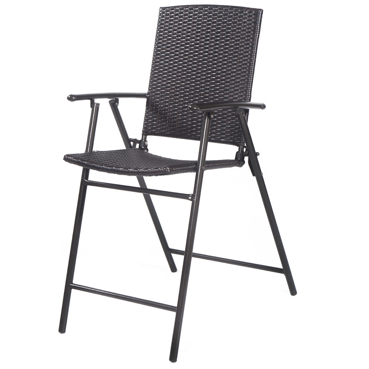 Folding Rattan Bar Chairs Set of 4 with Footrests & Armrests