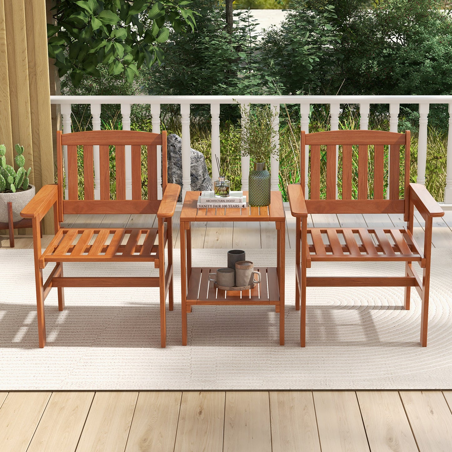 3-Piece Patio Bistro Set with Umbrella Hole