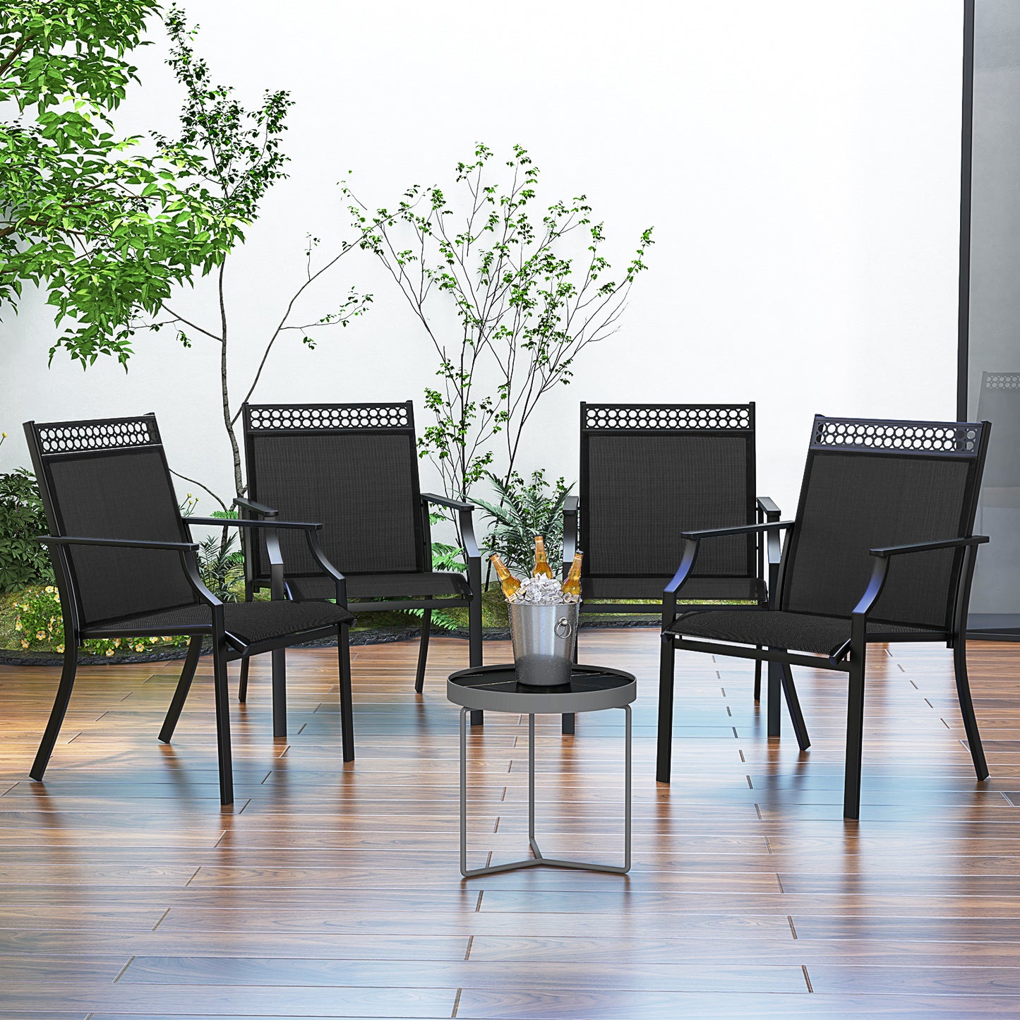 Patio Dining Chairs Set of 2 with Breathable Fabric