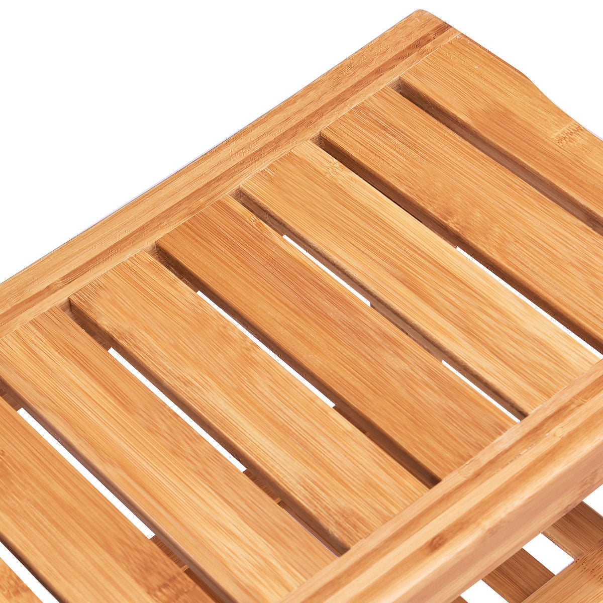 Bamboo Shower Chair Bench with Storage Shelf
