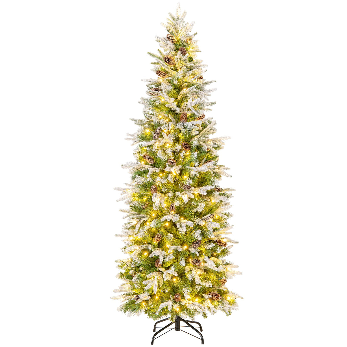 6/7.5/9 Feet Pre-Lit Artificial Christmas Tree Snow Flocked Hinged