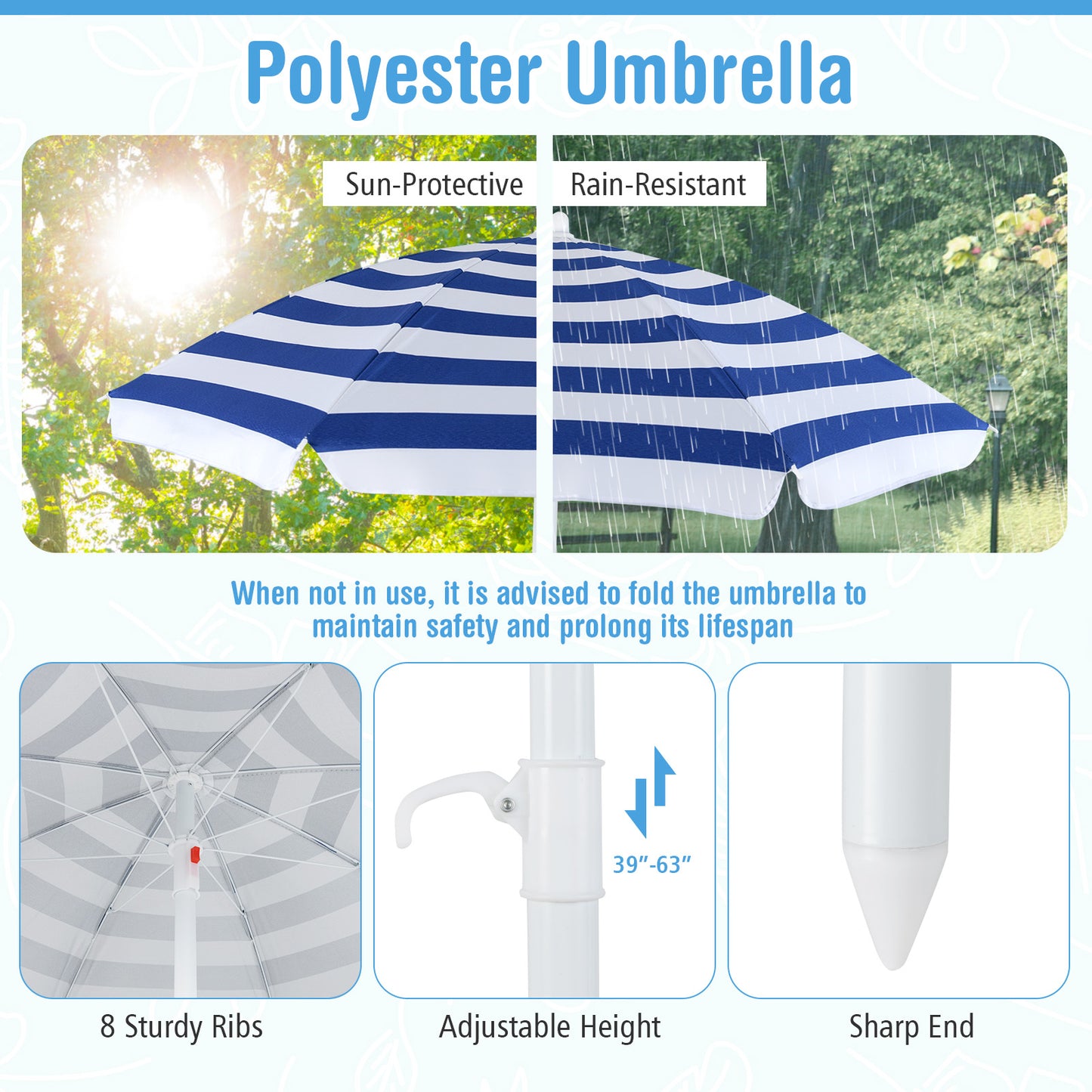 Kids Picnic Table with Adjustable Umbrella for 8 Children