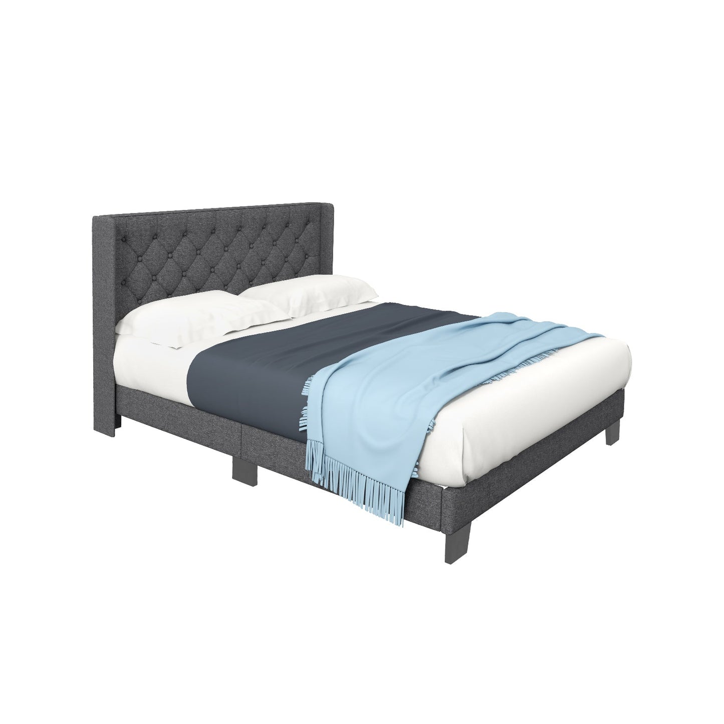 Twin/Full/Queen Size Upholstered Platform Bed with Button Tufted Headboard