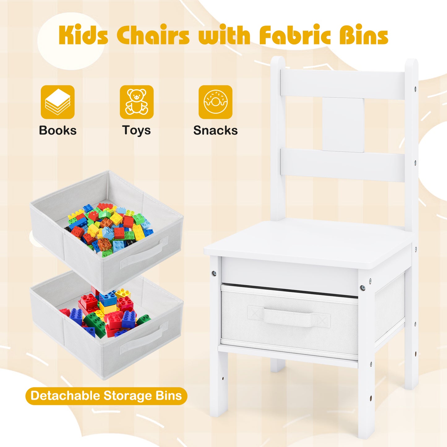 Kids Table and Chair Set with Cat House & Storage Bins