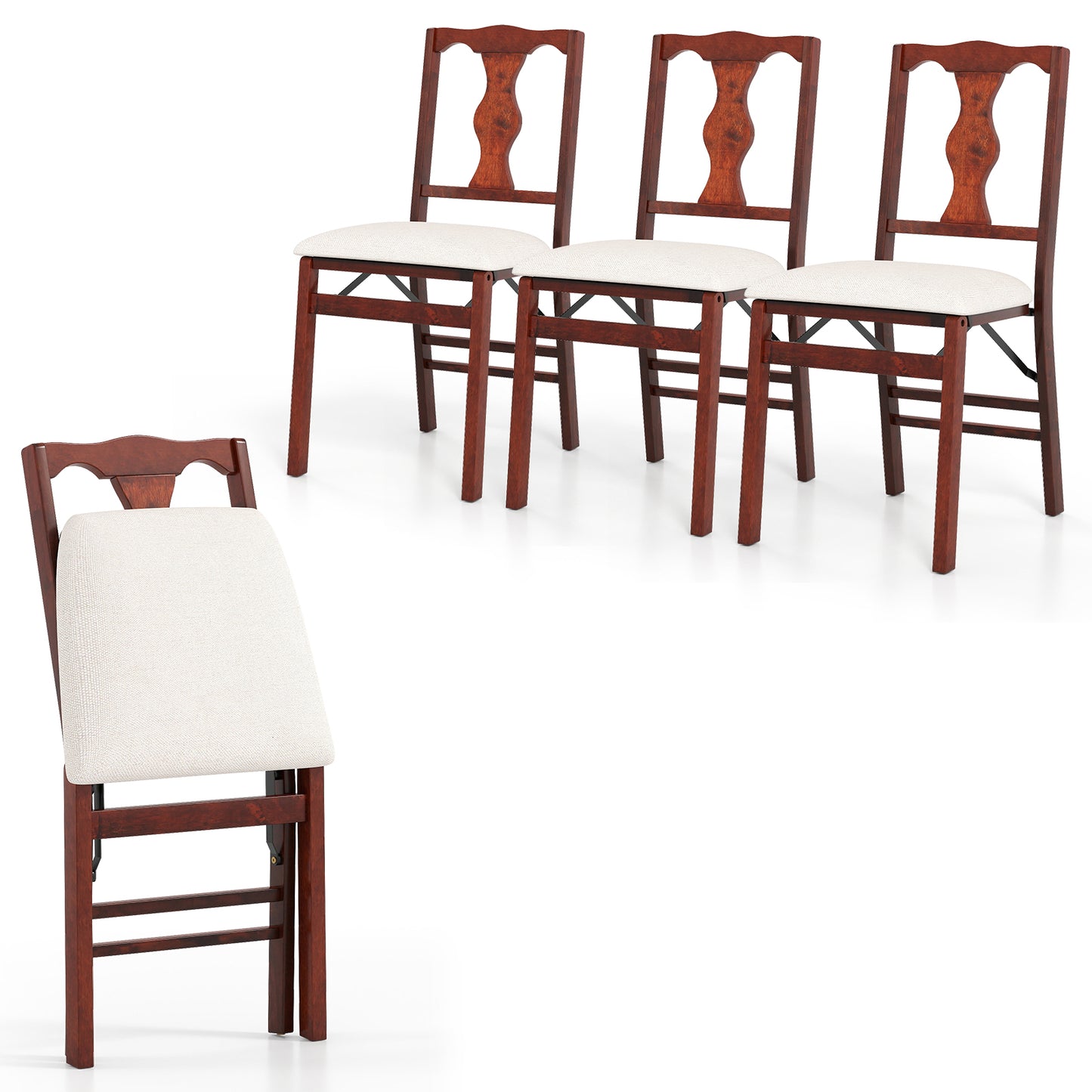 Folding Dining Chairs Set of 4 with Padded Seats