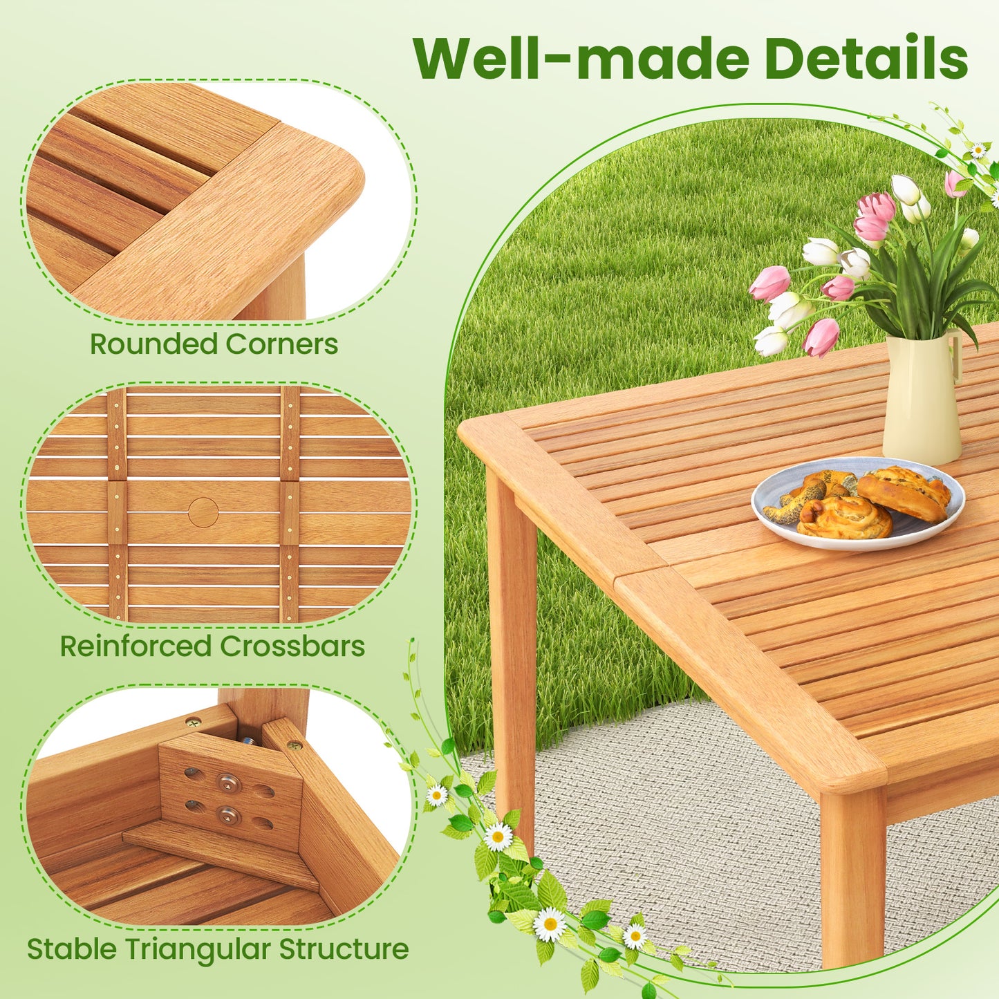 5-Piece Patio Dining Set with Square Table and 4 Chairs