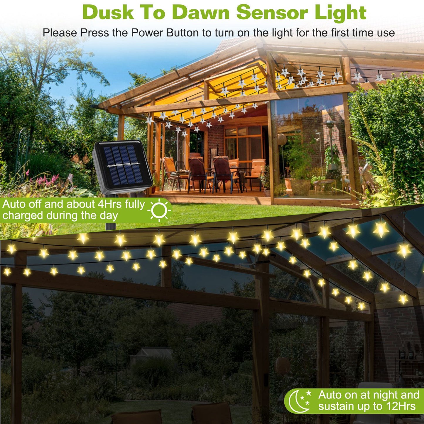 Solar Star String Lights 39.3ft 100 LED Waterproof Outdoor