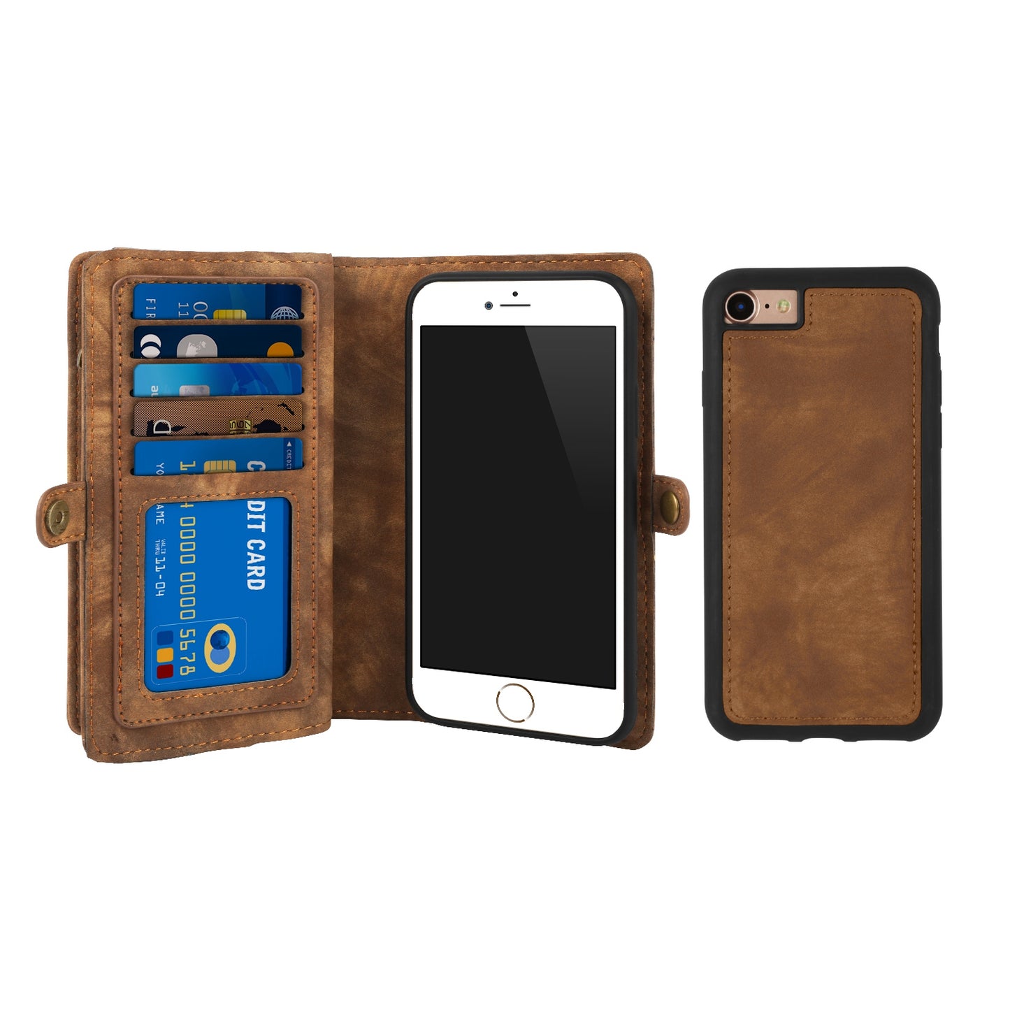 iPhone 8 Wallet Case with 13 Card Slots & Detachable Cover