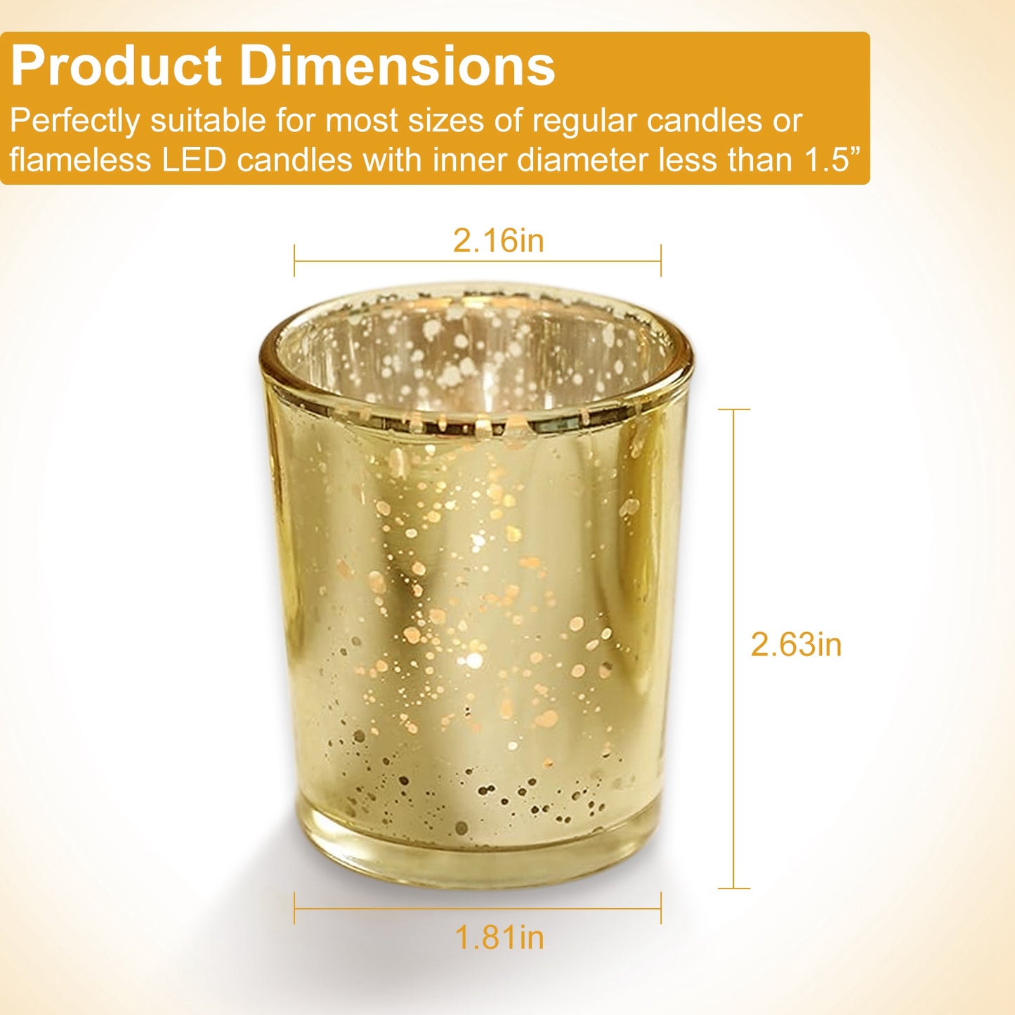 Gold Mercury Glass Votive Candle Holders Set of 24