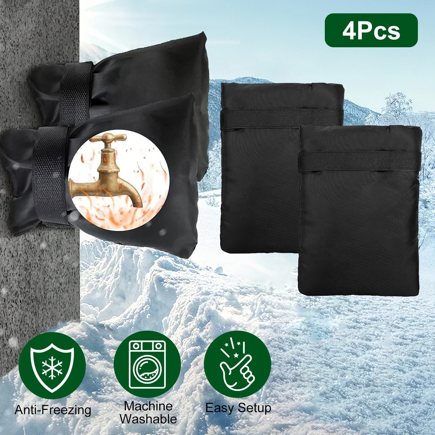 Outdoor Faucet Covers for Winter Freeze Protection (4-Pack)