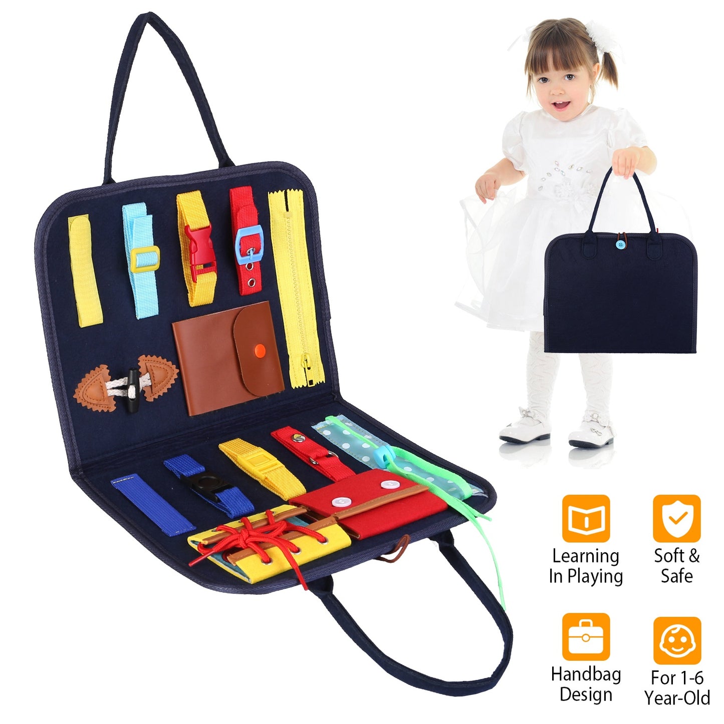 Busy Board Sensory Activity Toy for Toddlers Ages 1-6