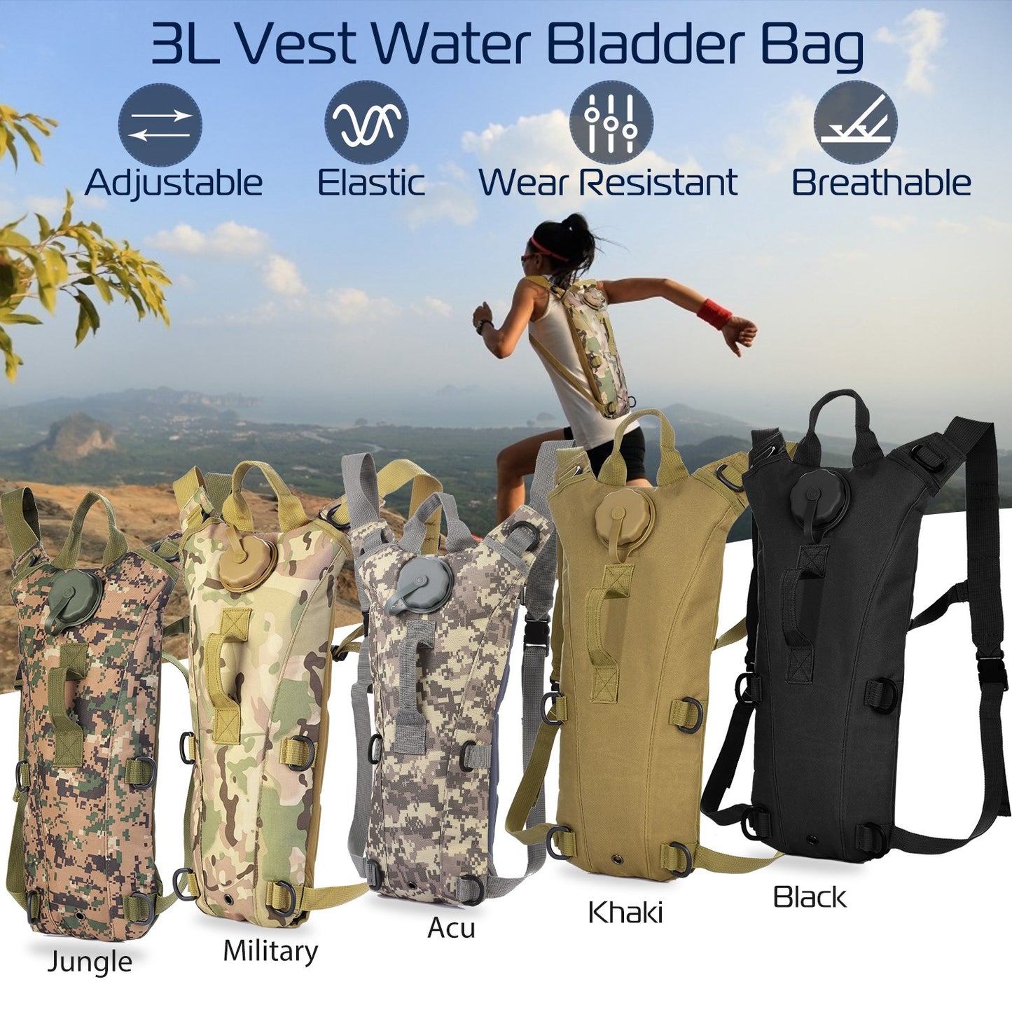 Tactical Hydration Pack with 3L Water Bladder