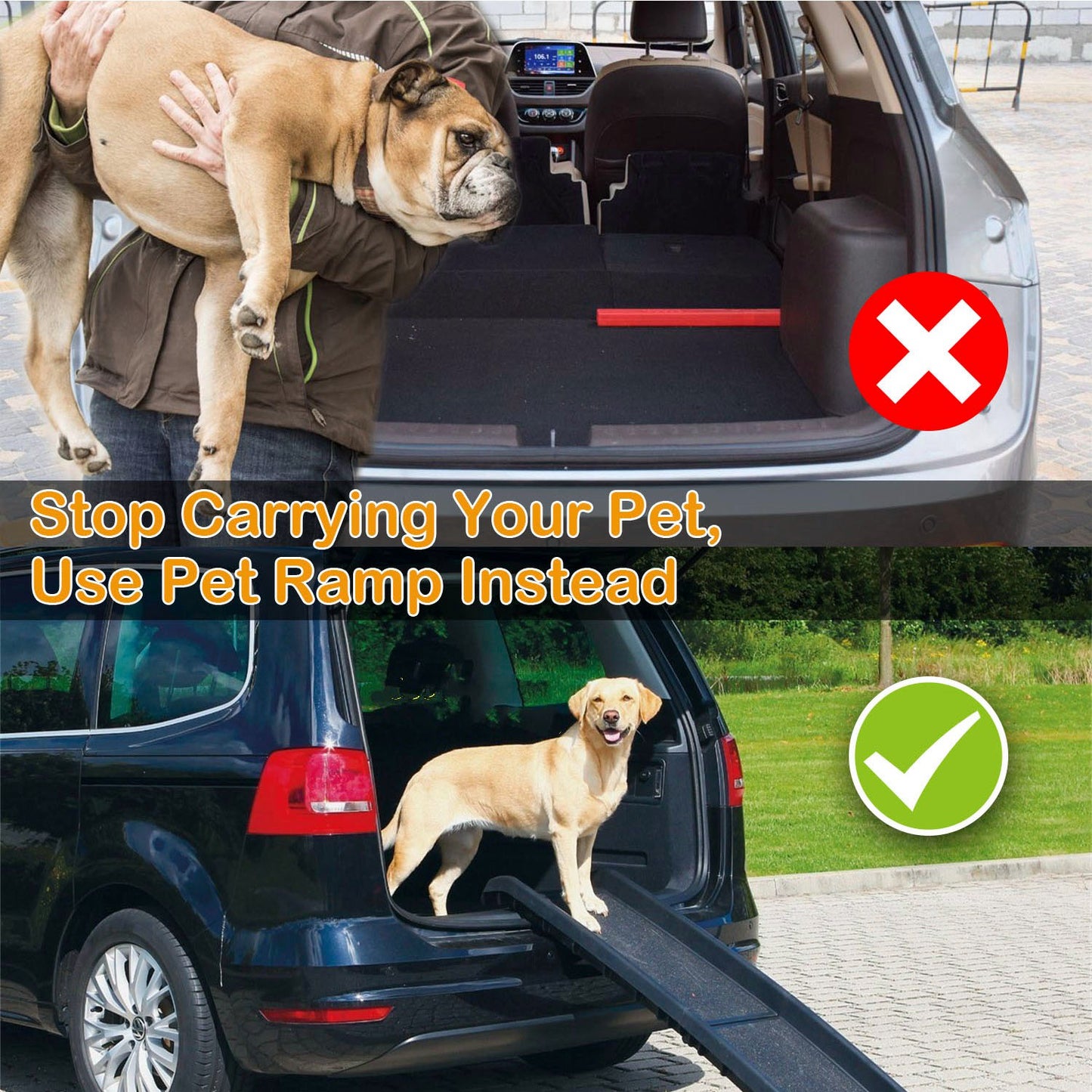 Foldable Dog Ramp for Cars – 176 lbs Capacity, Non-Slip Surface