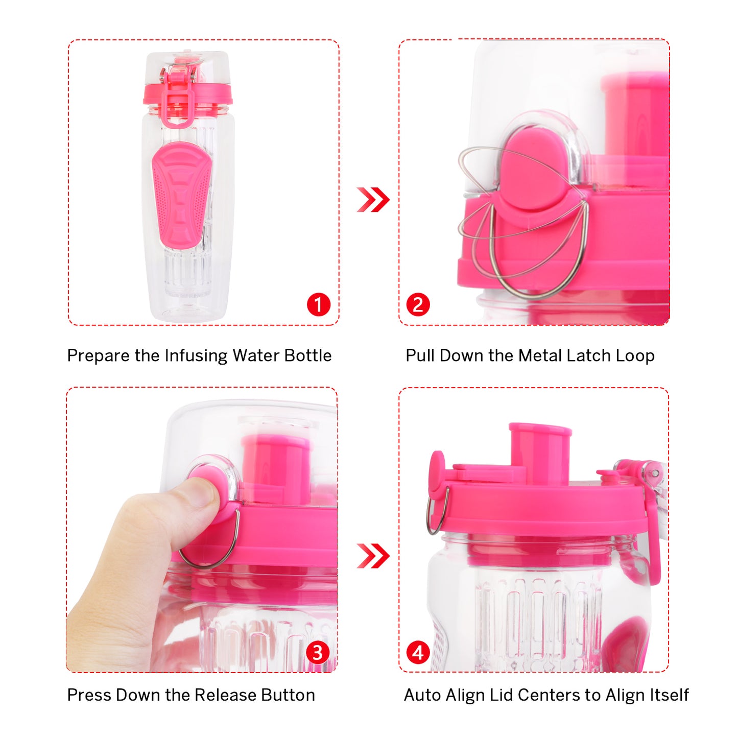 Fruit Infuser Water Bottle 32oz with Flip Top Lid