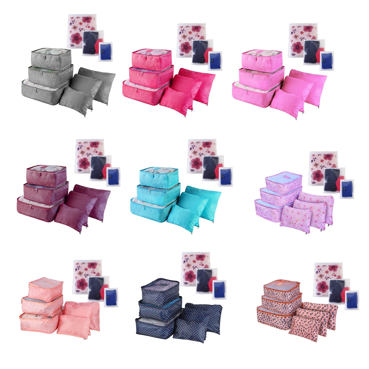 Travel Packing Cubes Set - 9 Piece Water-Resistant Organizer