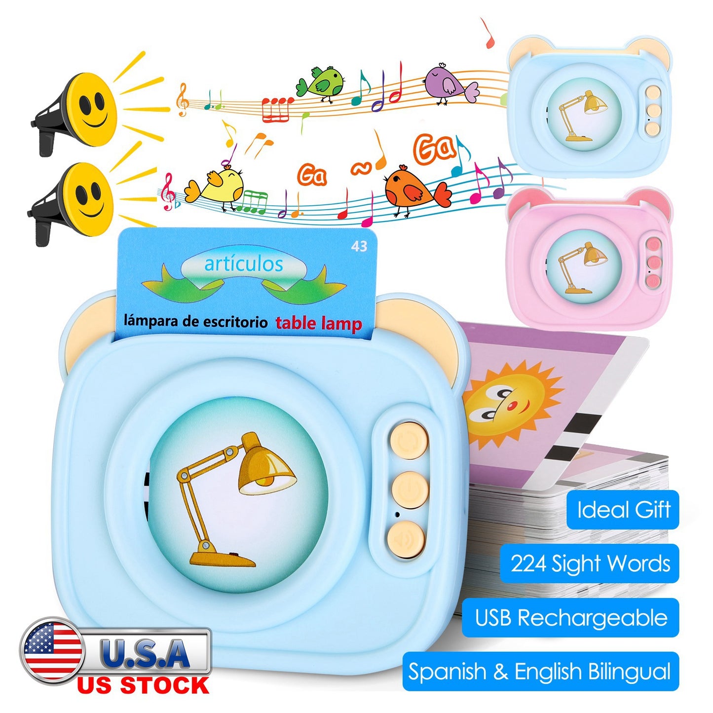 Bilingual Talking Flash Cards - Spanish & English Learning Toy