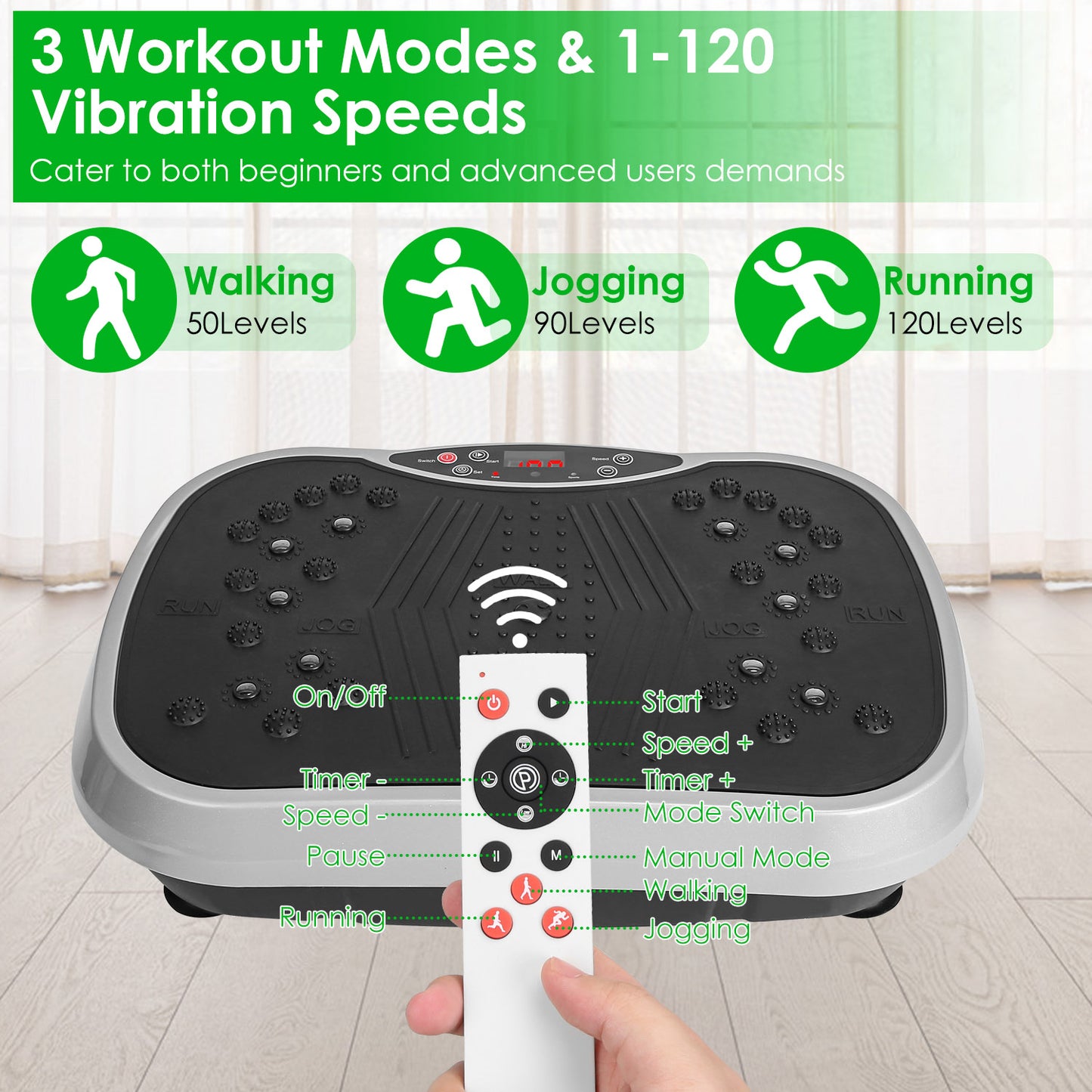 Vibration Platform Exercise Machine with Resistance Bands