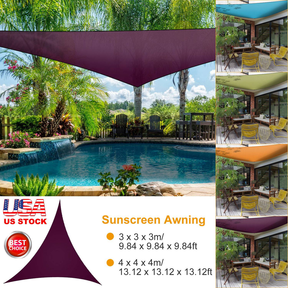 Shade Sail Patio Cover Shade Canopy Camping Sail Awning Sail Sunscreen Shelter Triangle Cover For Kindergarten Playground Outdoor