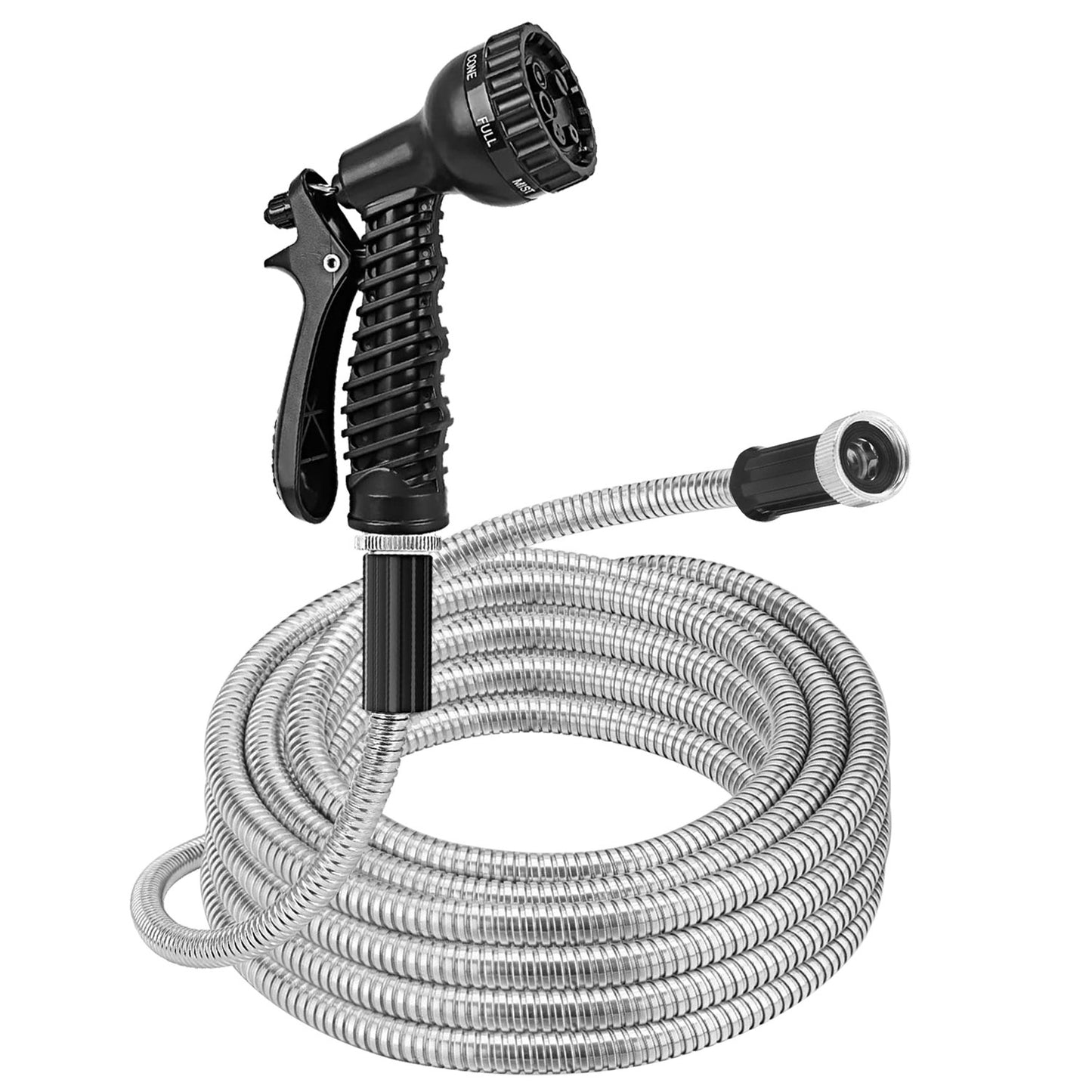 Stainless Steel Garden Hose with Dual Spray Nozzles