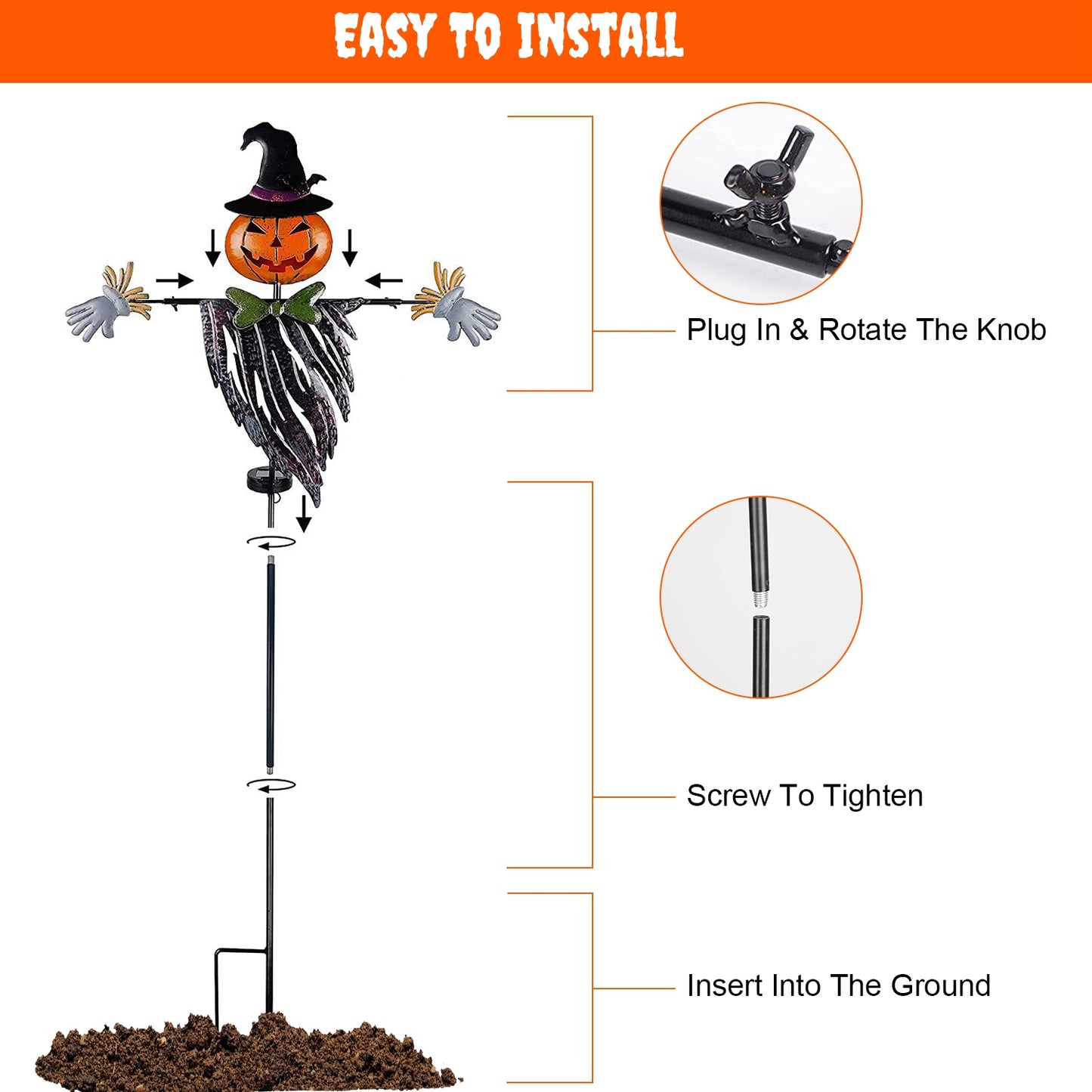 Solar Scarecrow Stake Light - Halloween Yard Decoration