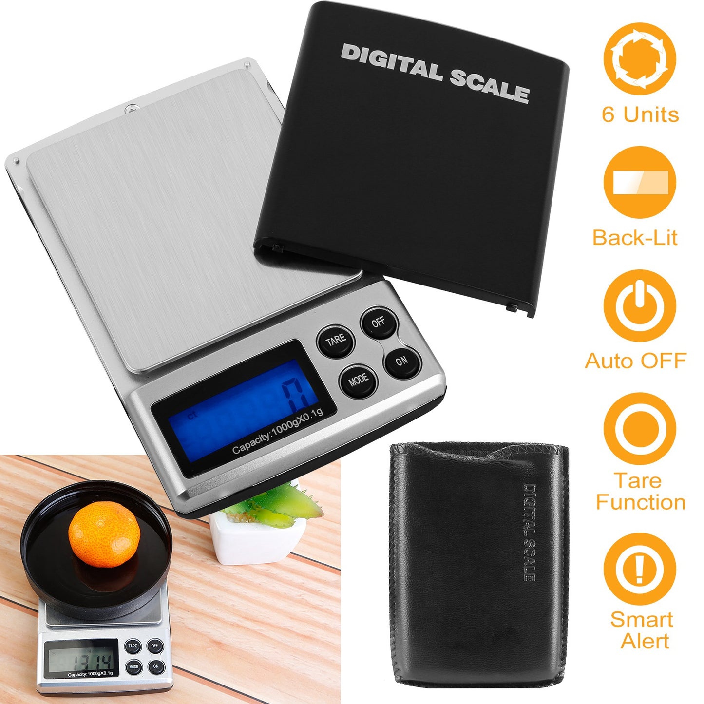 Digital Pocket Scale 1000g x 0.1g with LCD Backlit Display
