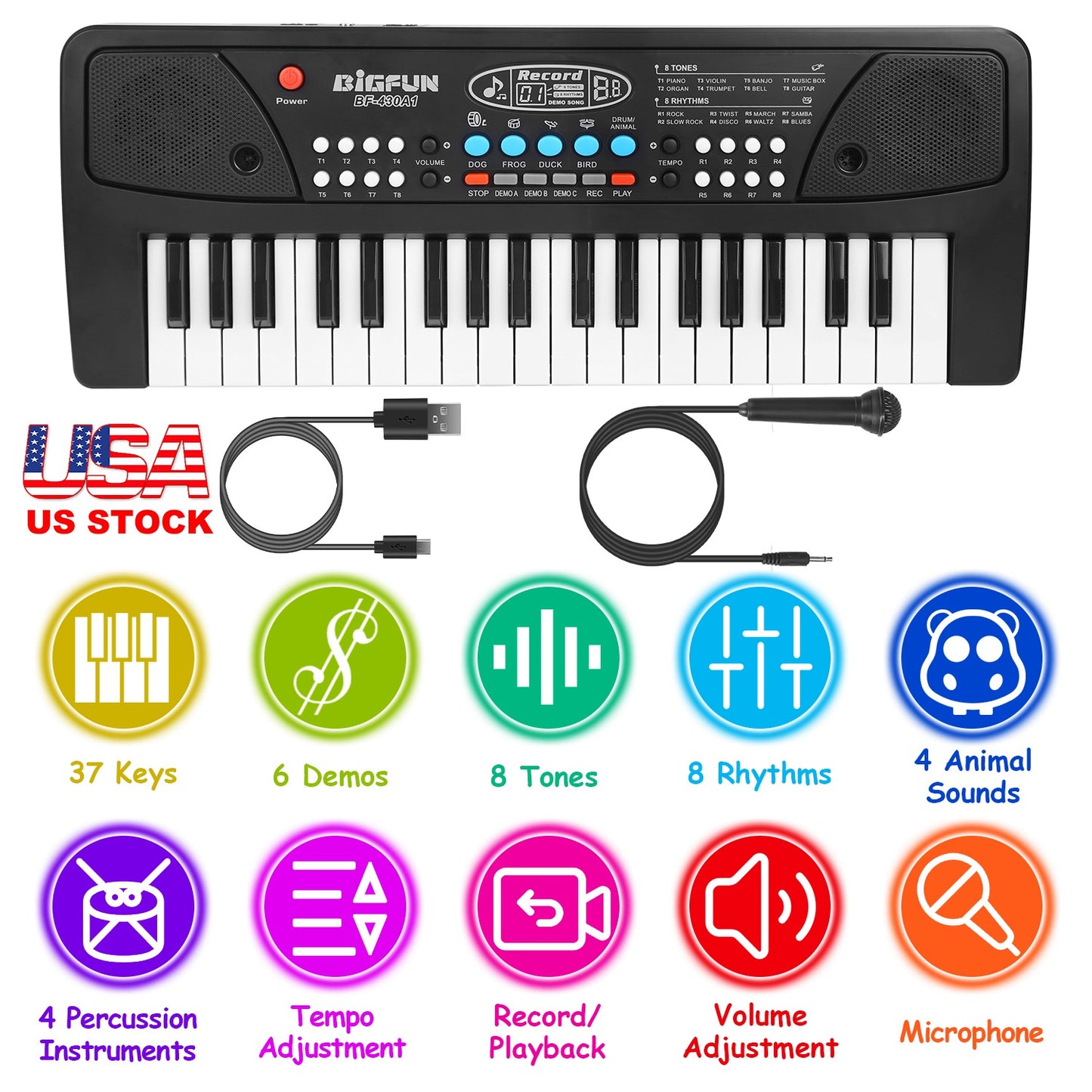 37-Key Electronic Keyboard with Microphone for Kids