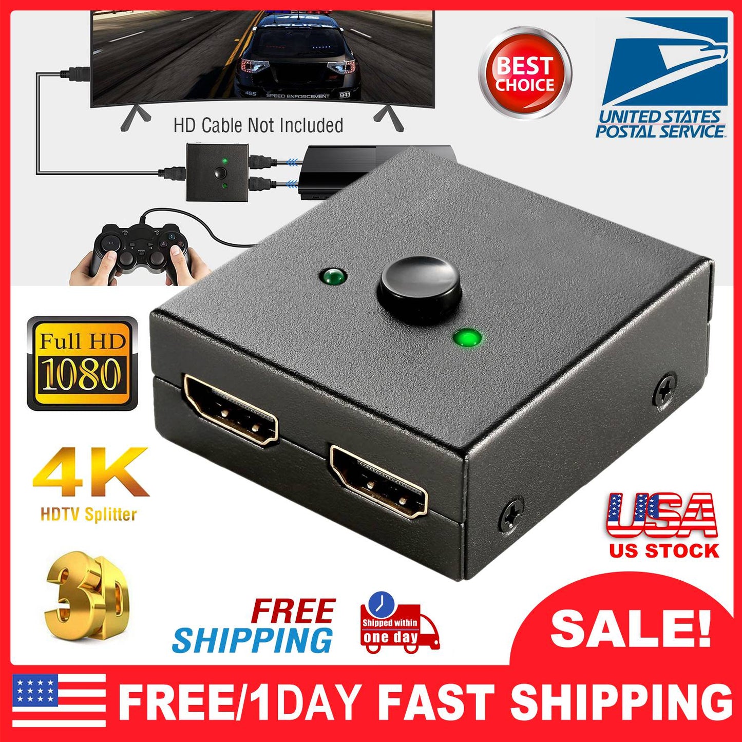 HDMI Bi-Directional Switch 2x1 / 1x2 Splitter 4K 3D 1080P