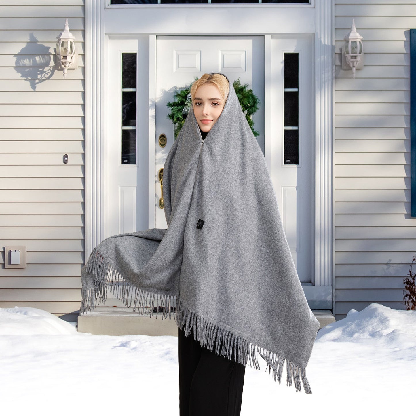 USB Heated Shawl with 3 Heat Levels and Zipper