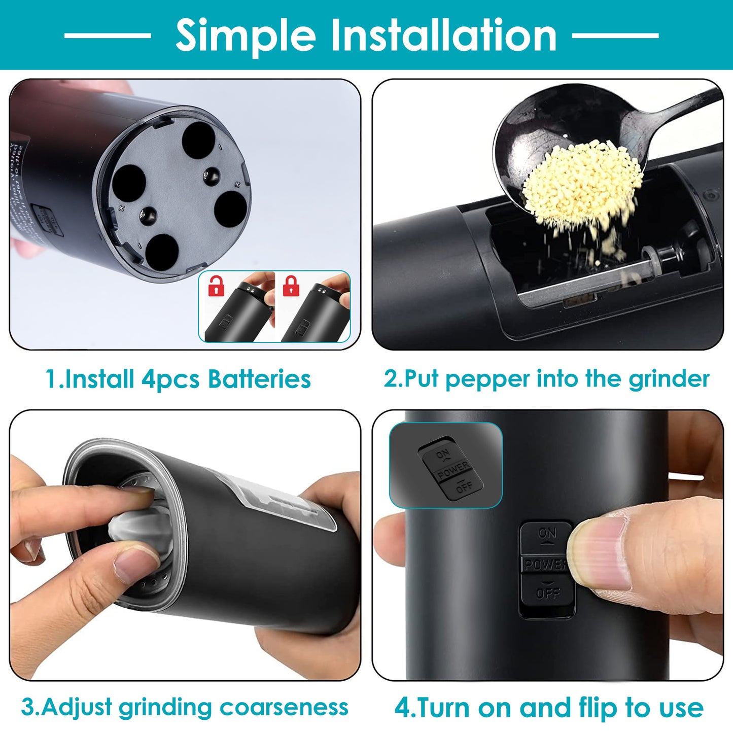Electric Salt and Pepper Grinder with Gravity Sensor